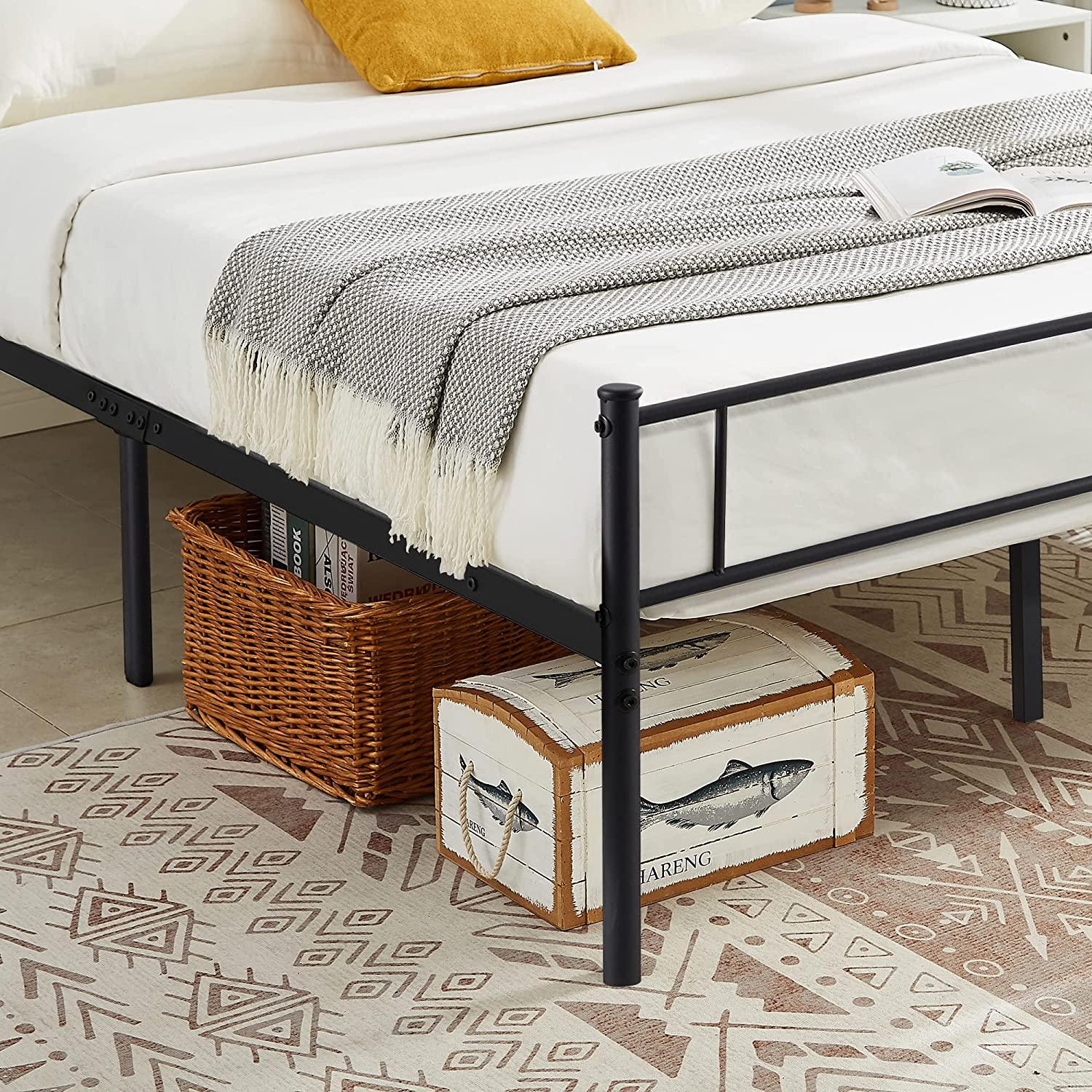 VECELO Metal Platform Bed Frame Mattress Foundation Decorative Headboard & Footboard - VECELO