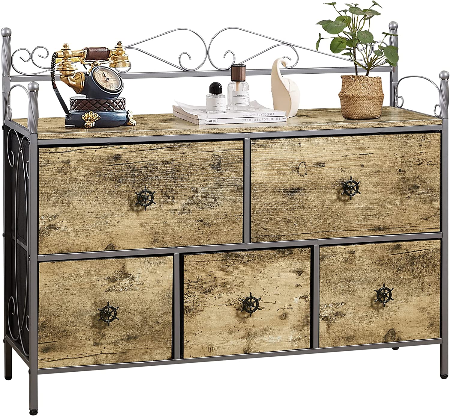 VECELO Dresser for Bedroom with 5 Drawers, Storage Organizer Unit with Shelf for Closet, Living Room