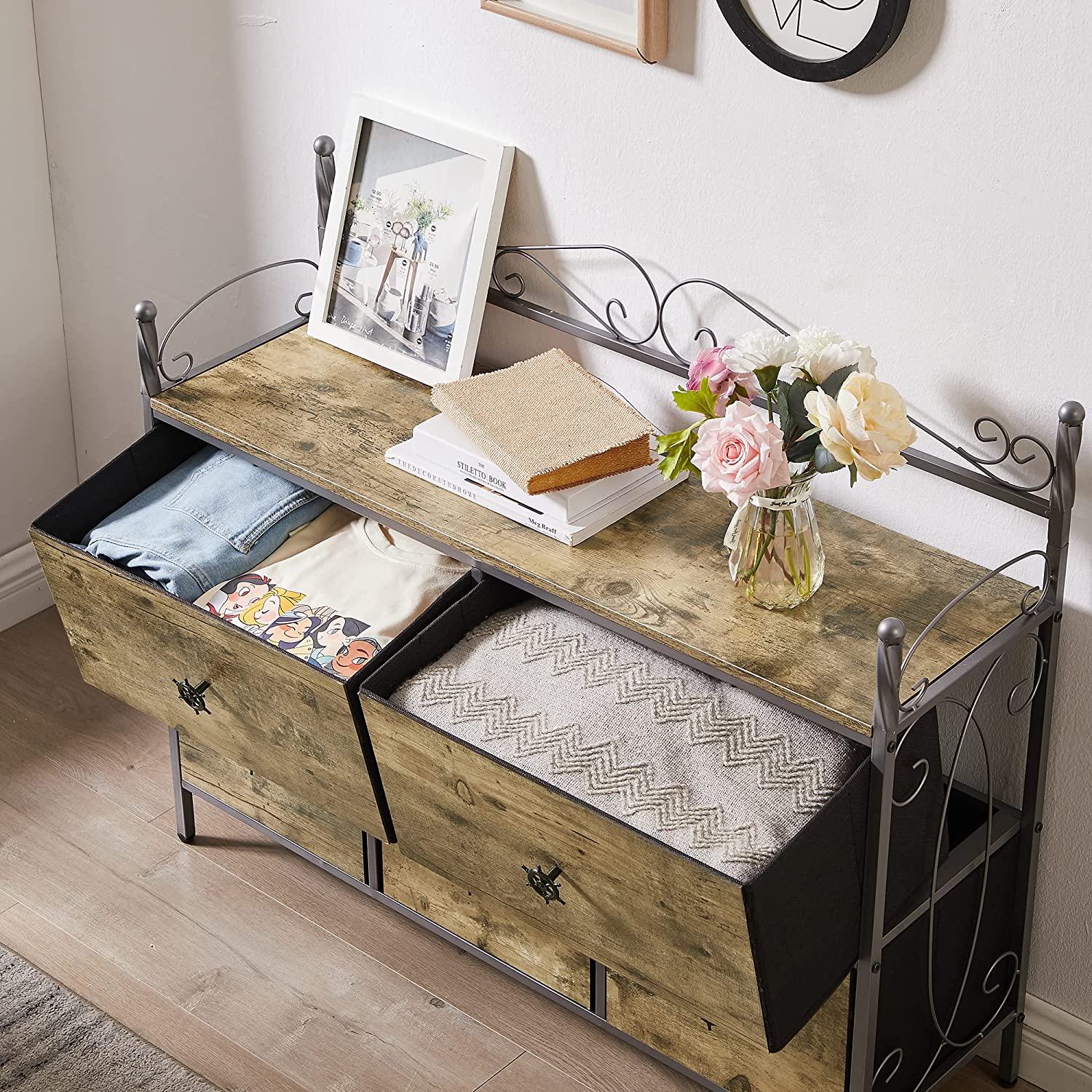 VECELO Dresser for Bedroom with 5 Drawers, Storage Organizer Unit with Shelf for Closet, Living Room - VECELO