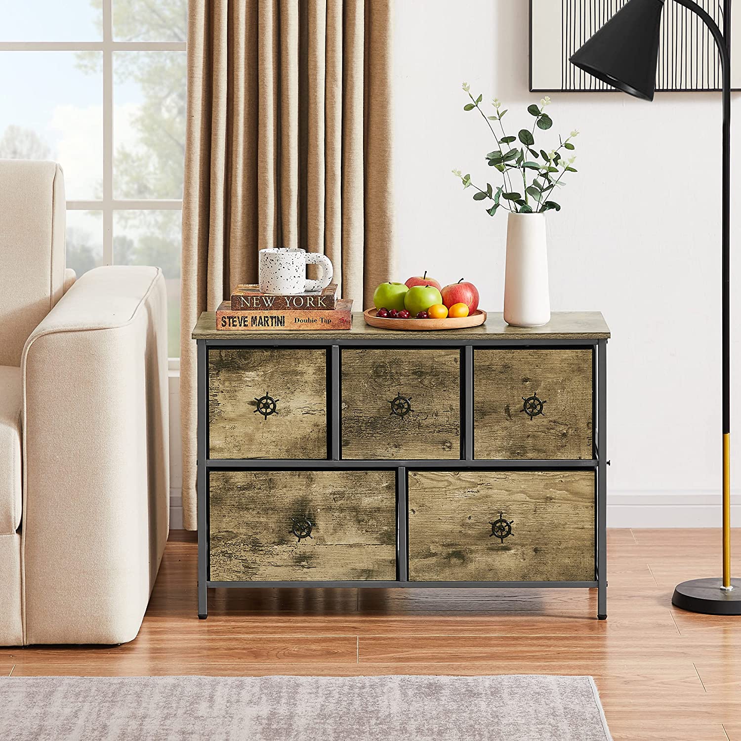 Dresser for Bedroom with 5 Fabric Drawers
