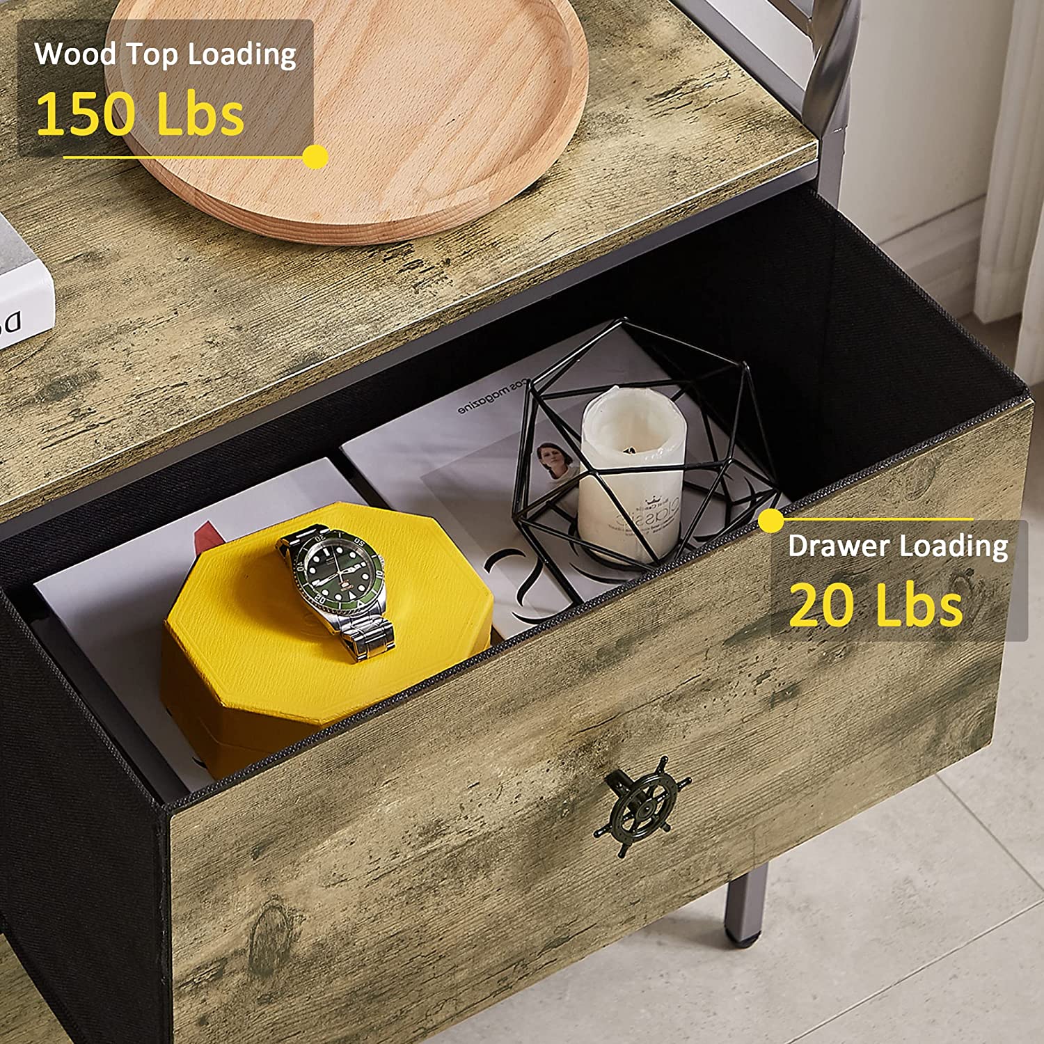 VECELO Dresser for Bedroom with 5 Drawers, Storage Organizer Unit Wide Chest - VECELO