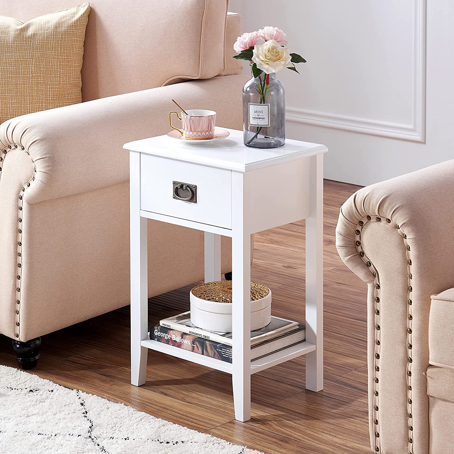 VECELO Modern Nightstands Set of 2, Side End Table with Drawers - VECELO