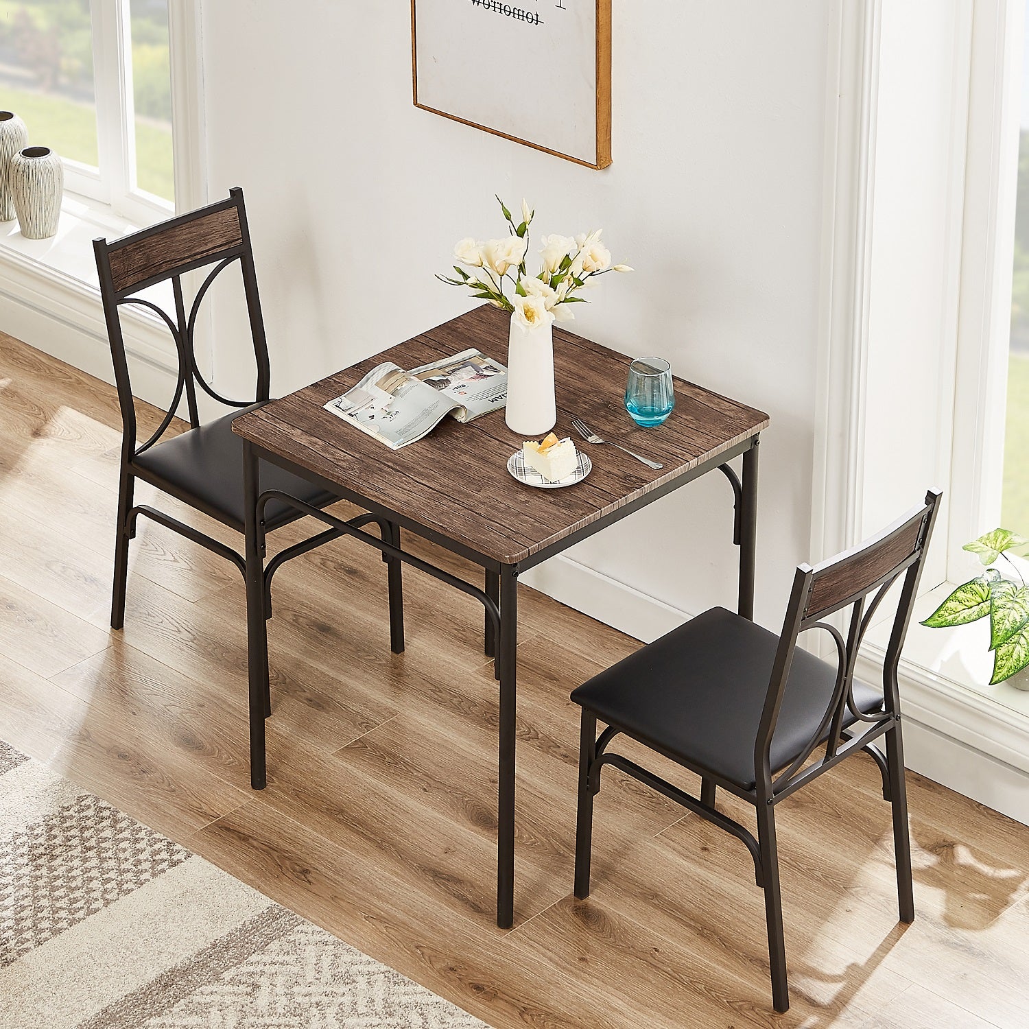Industrial Style 3-Piece Dining Room Table Set