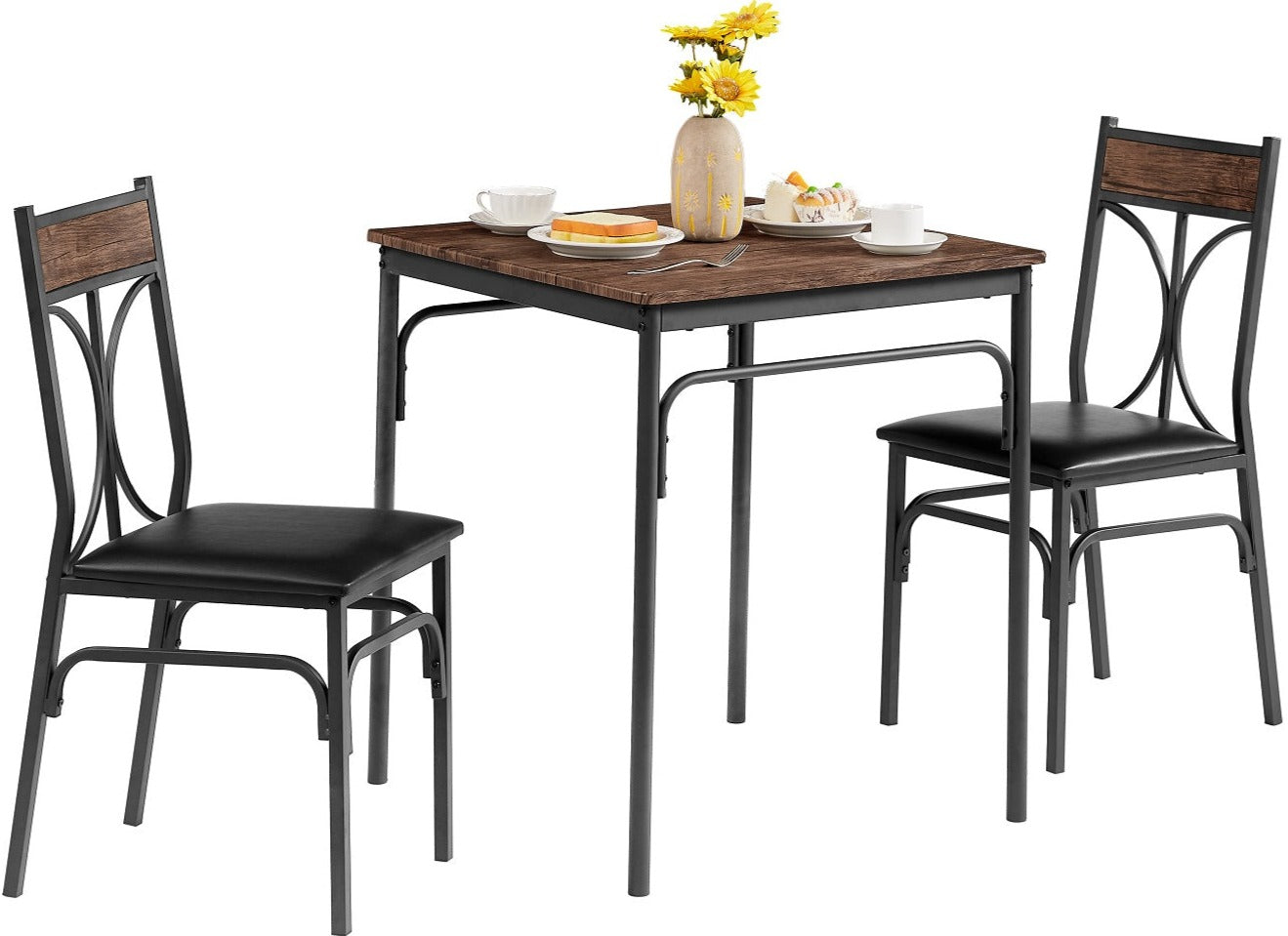 Industrial Style 3-Piece Dining Room Table Set