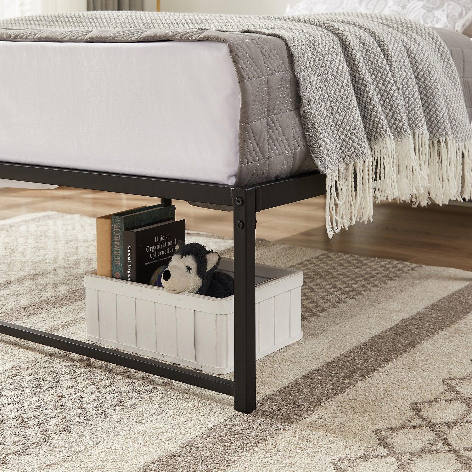 VECELO 14" Black Platform Bed Frame/Mattress Foundation/No Box Spring Needed/Steel Slat Support - VECELO