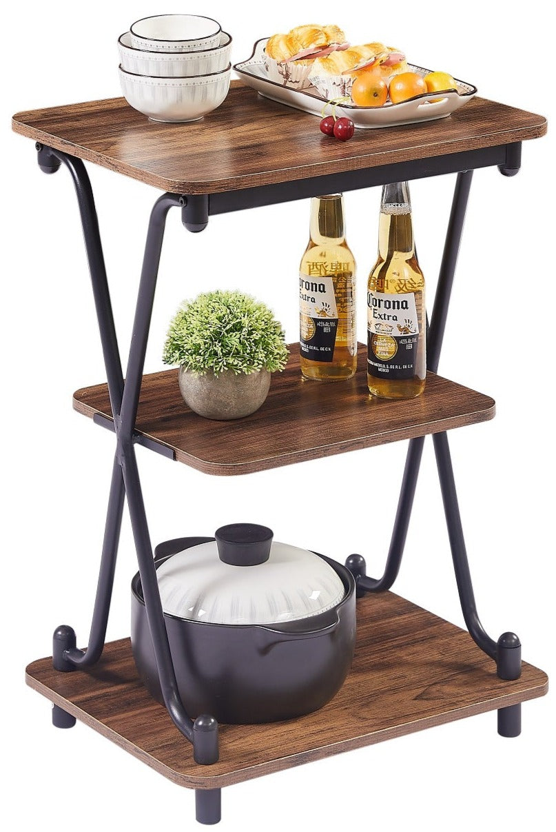 VECELO 25.6" Tall Modern Nightstand 3 Tier End Side Table with Stable Metal Frame - VECELO