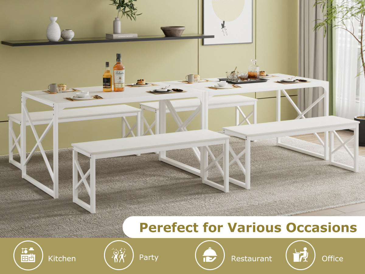 VECELO Kitchen Table with 2 Benches for 4 - VECELO
