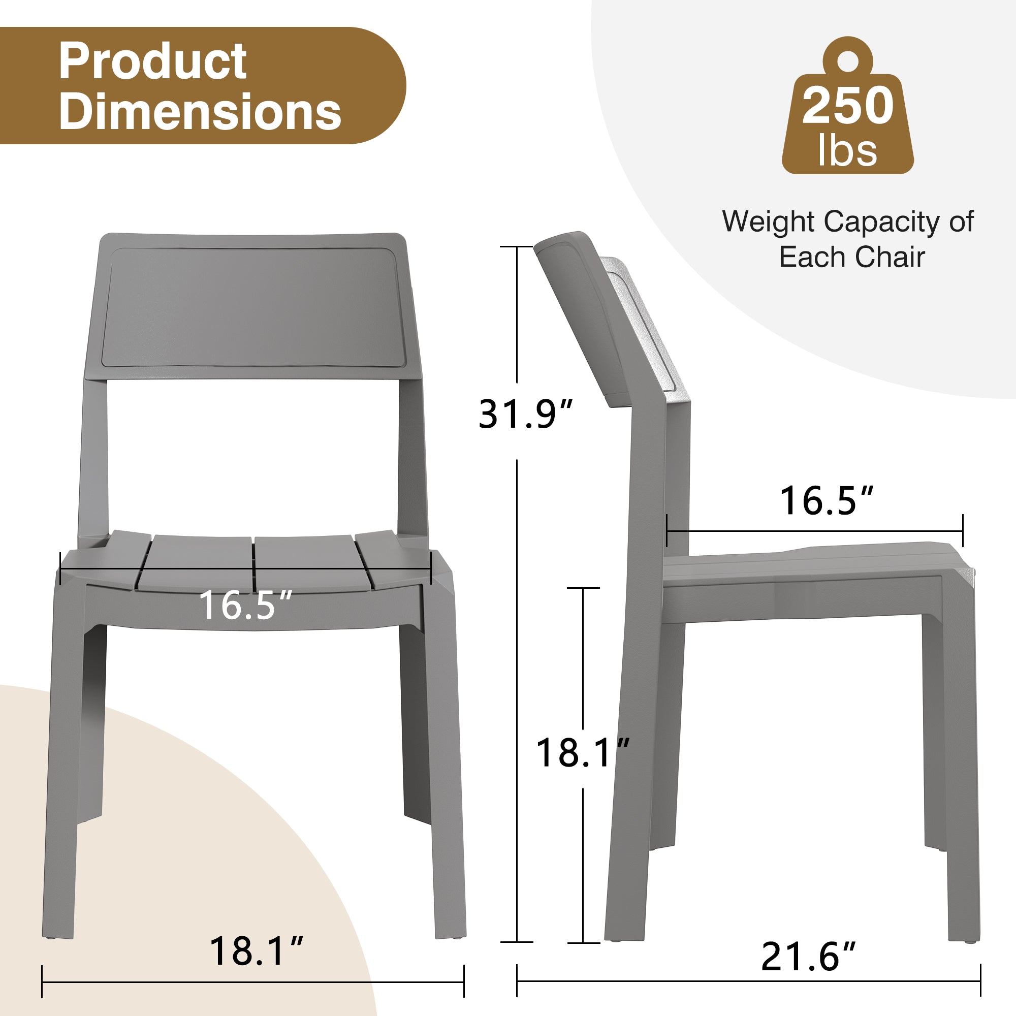 VECELO Dining Chairs Set of 4, Stackable Plastic Kitchen Chairs