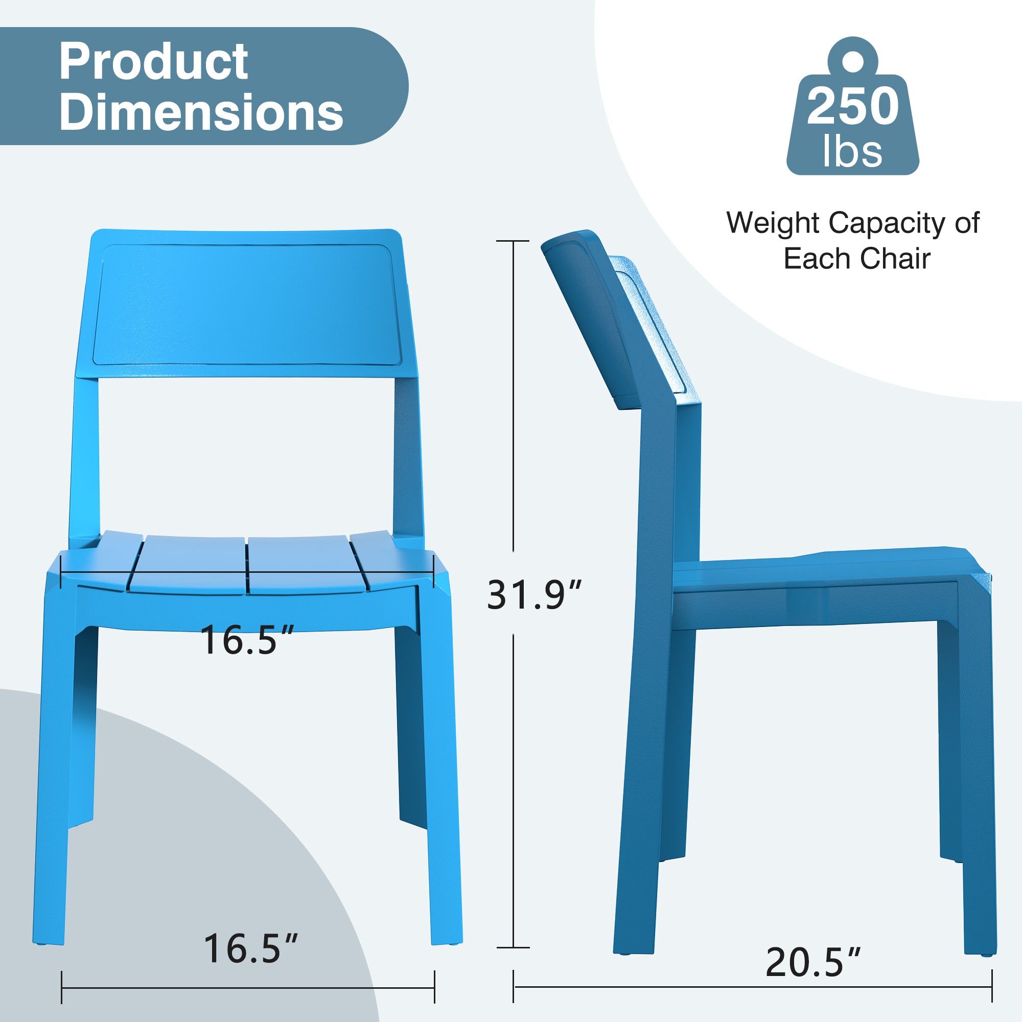 VECELO Dining Chairs Set of 4, Stackable Plastic Kitchen Chairs