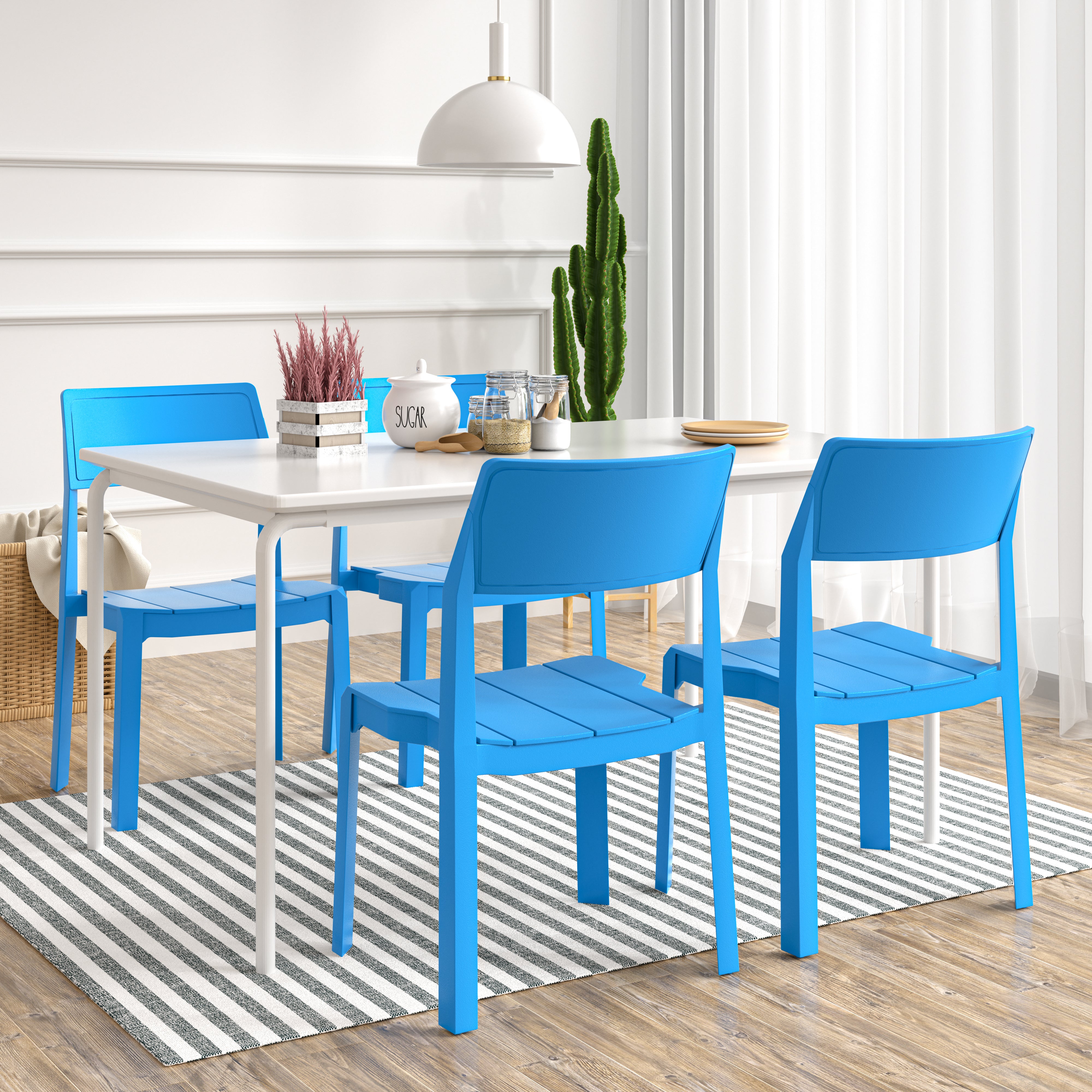 VECELO Dining Chairs Set of 4, Stackable Plastic Kitchen Chairs