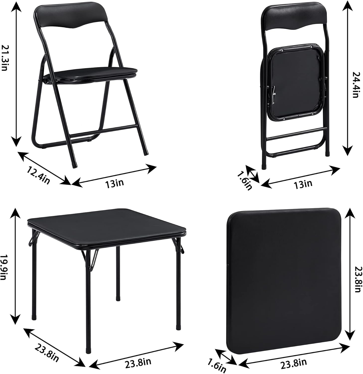 VECELO Kids Folding Activity Table and Chairs 5 Pcs Set/3 Pcs Sets, Portable - VECELO