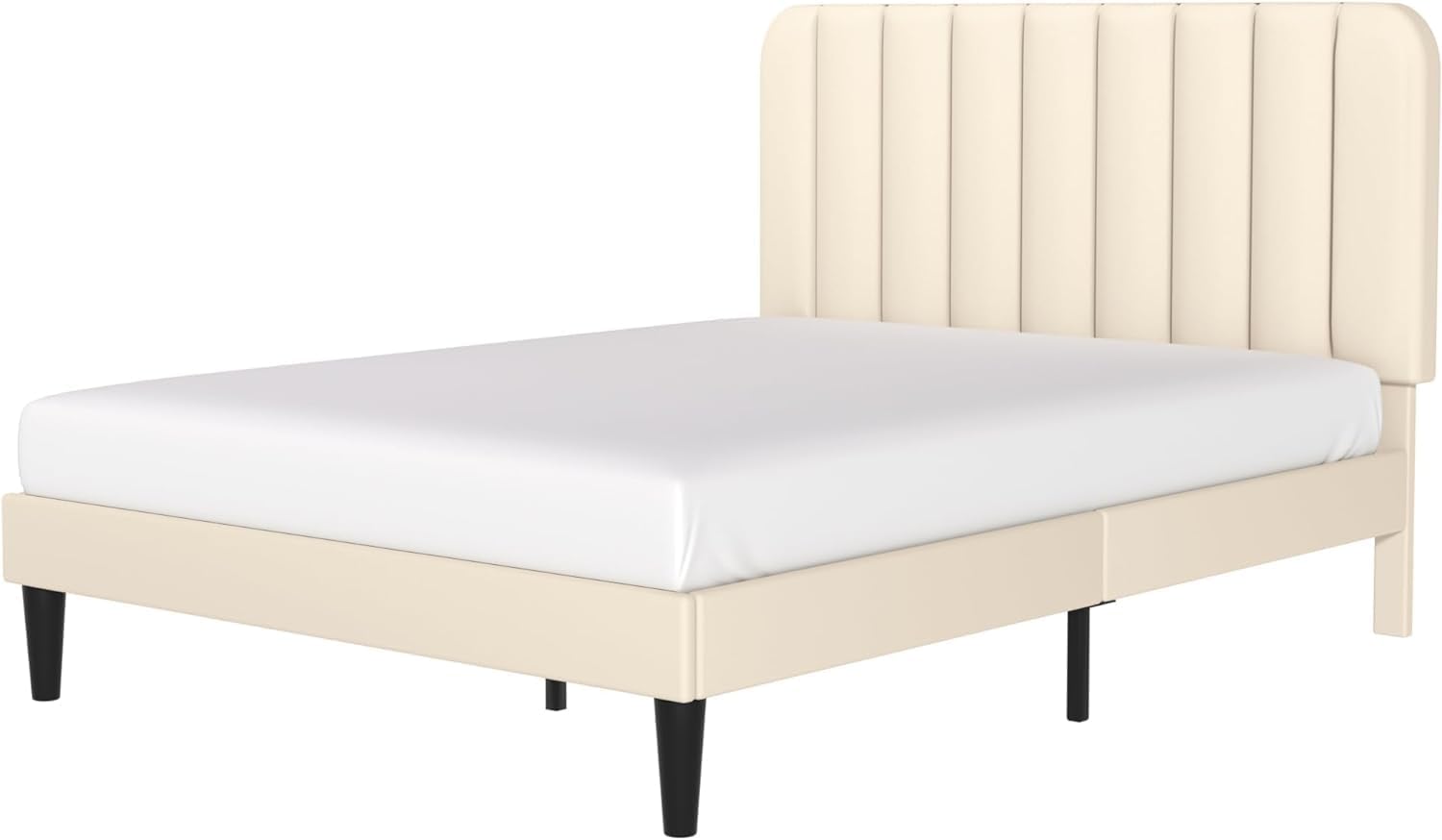 VECELO Upholstered Platform bedframe with Adjustable Headboard