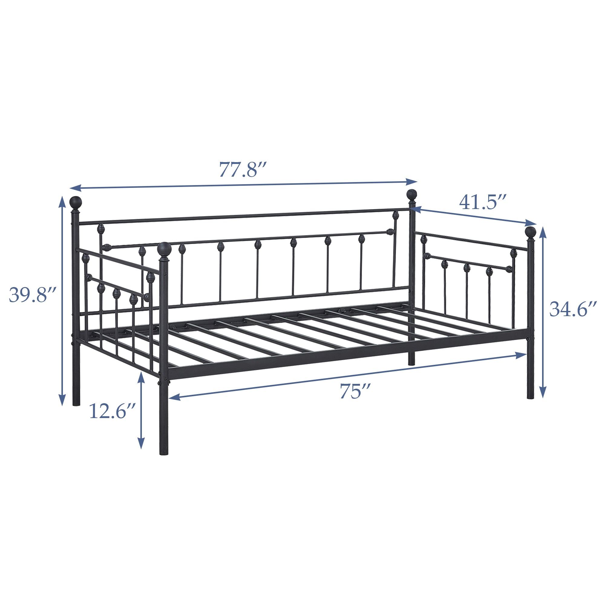 VECELO Daybed Frame, Twin Size Metal Platform Bed with Headboard