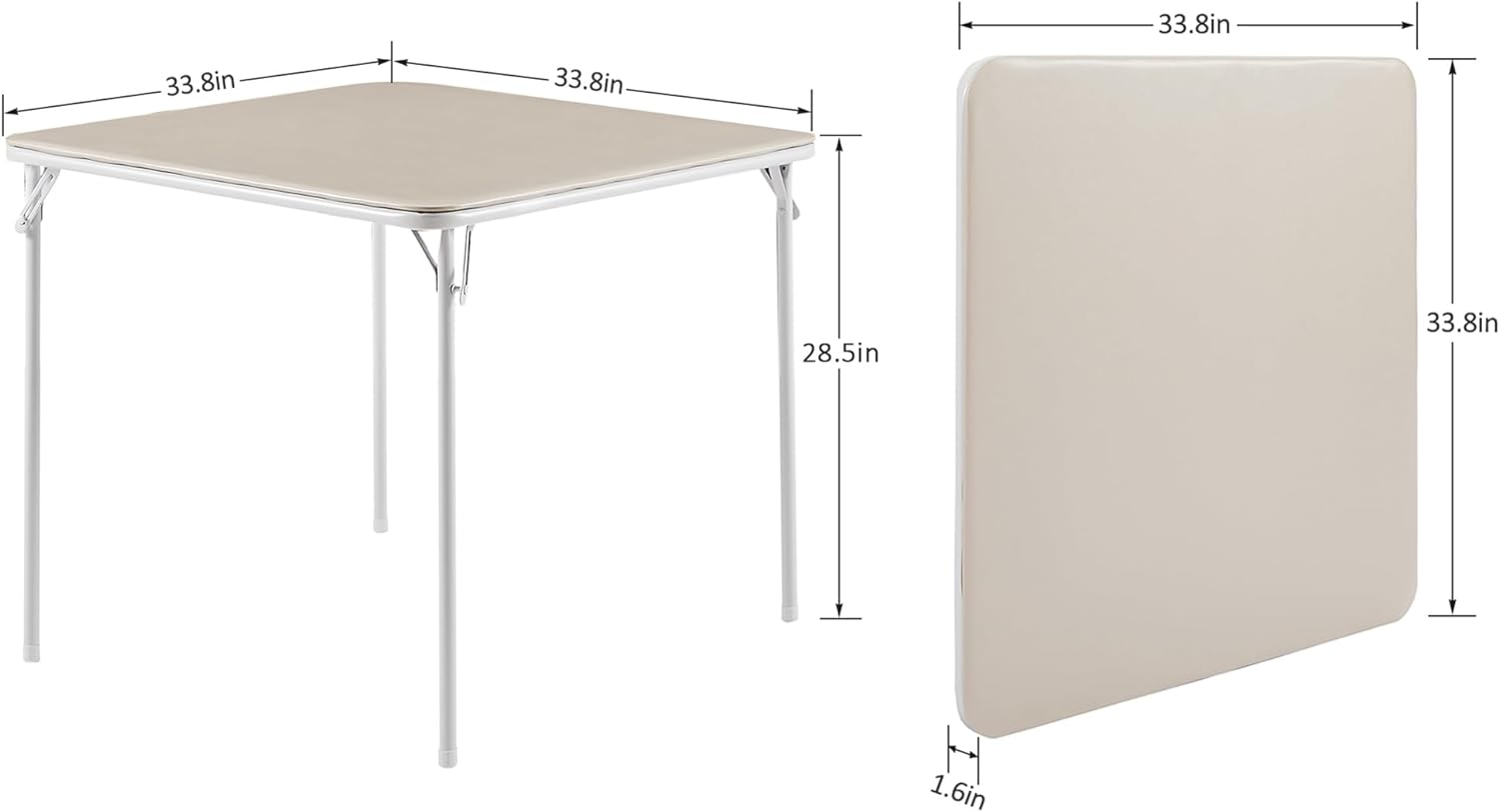 VECELO Portable Folding Card Table Square and Chair Sets with Collapsible Legs & Vinyl Upholstery (5 PCS) - VECELO