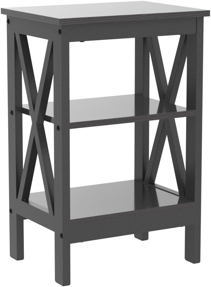 VECELO Modern Nightstands X-Design Side End Table Night Stand with Storage Shelf