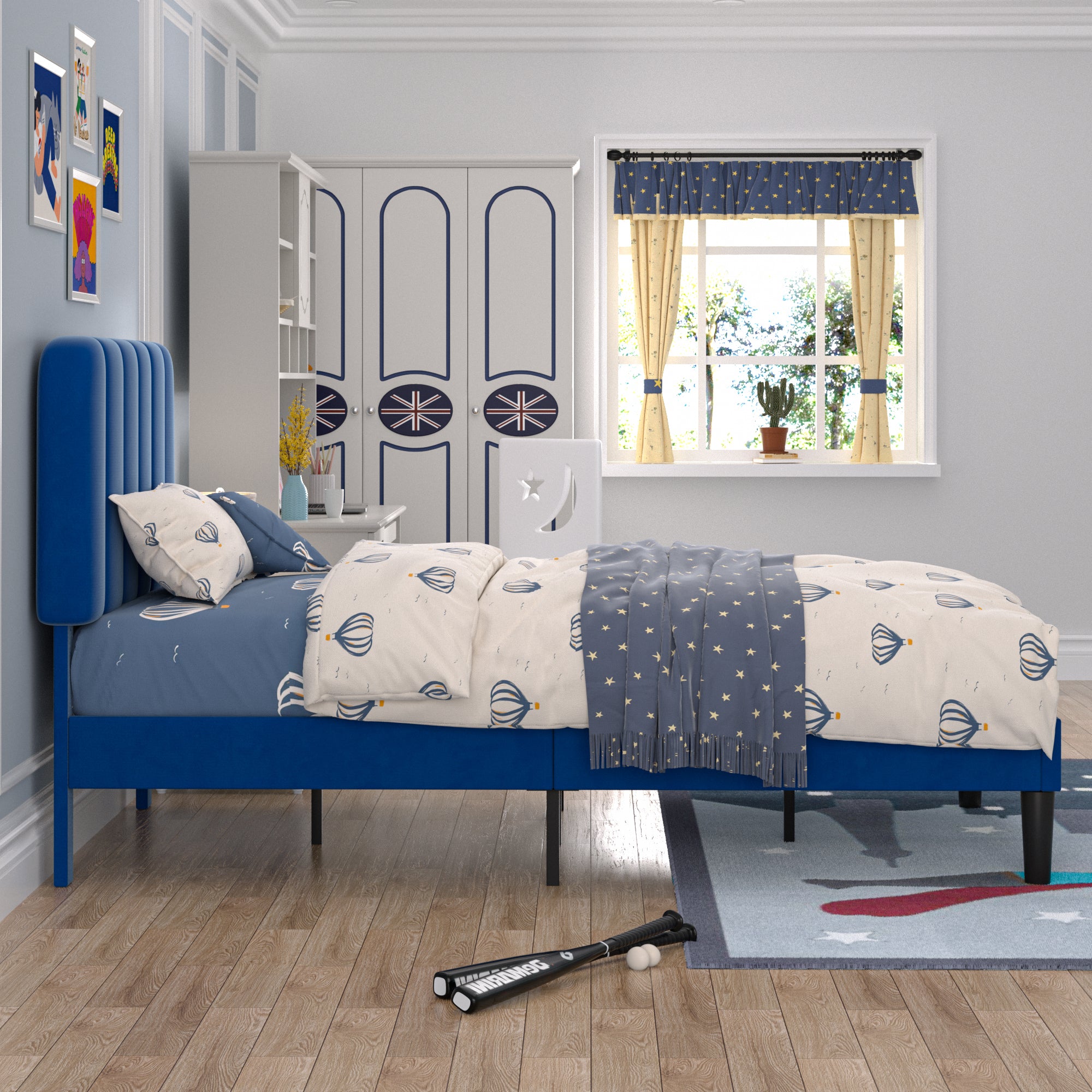 VECELO Upholstered Platform bedframe with Adjustable Headboard