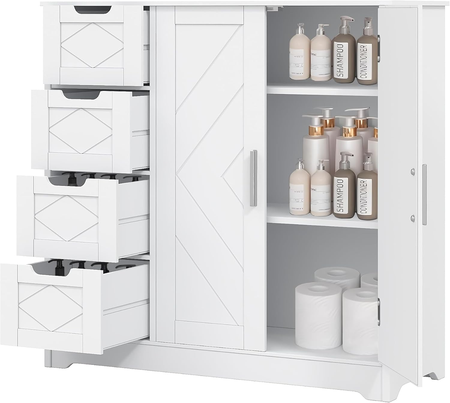 VECELO Bathroom Floor Cabinet with Drawers - VECELO