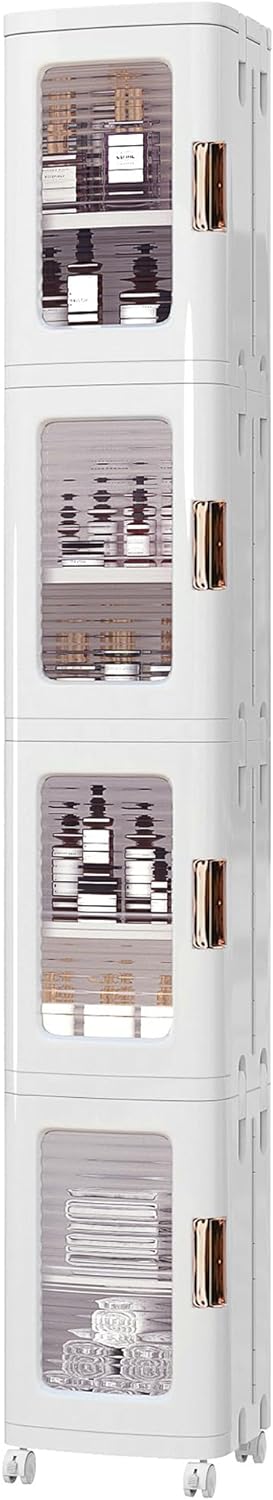VECELO 4-Tier Tall Narrow Storage Cabinet with Movable Wheels - VECELO