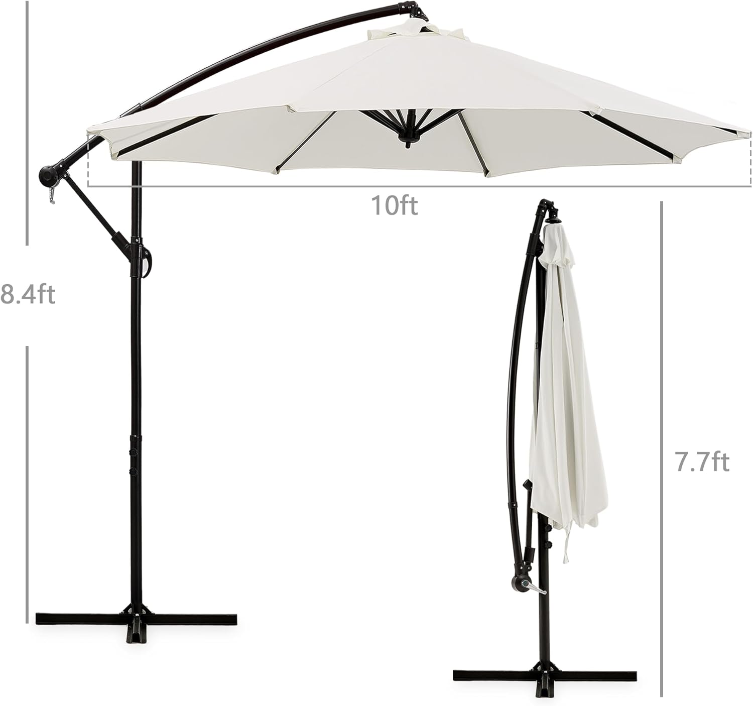 VECELO 10ft Offset Patio Umbrella with UV Protection Waterproof for Outdoor - VECELO
