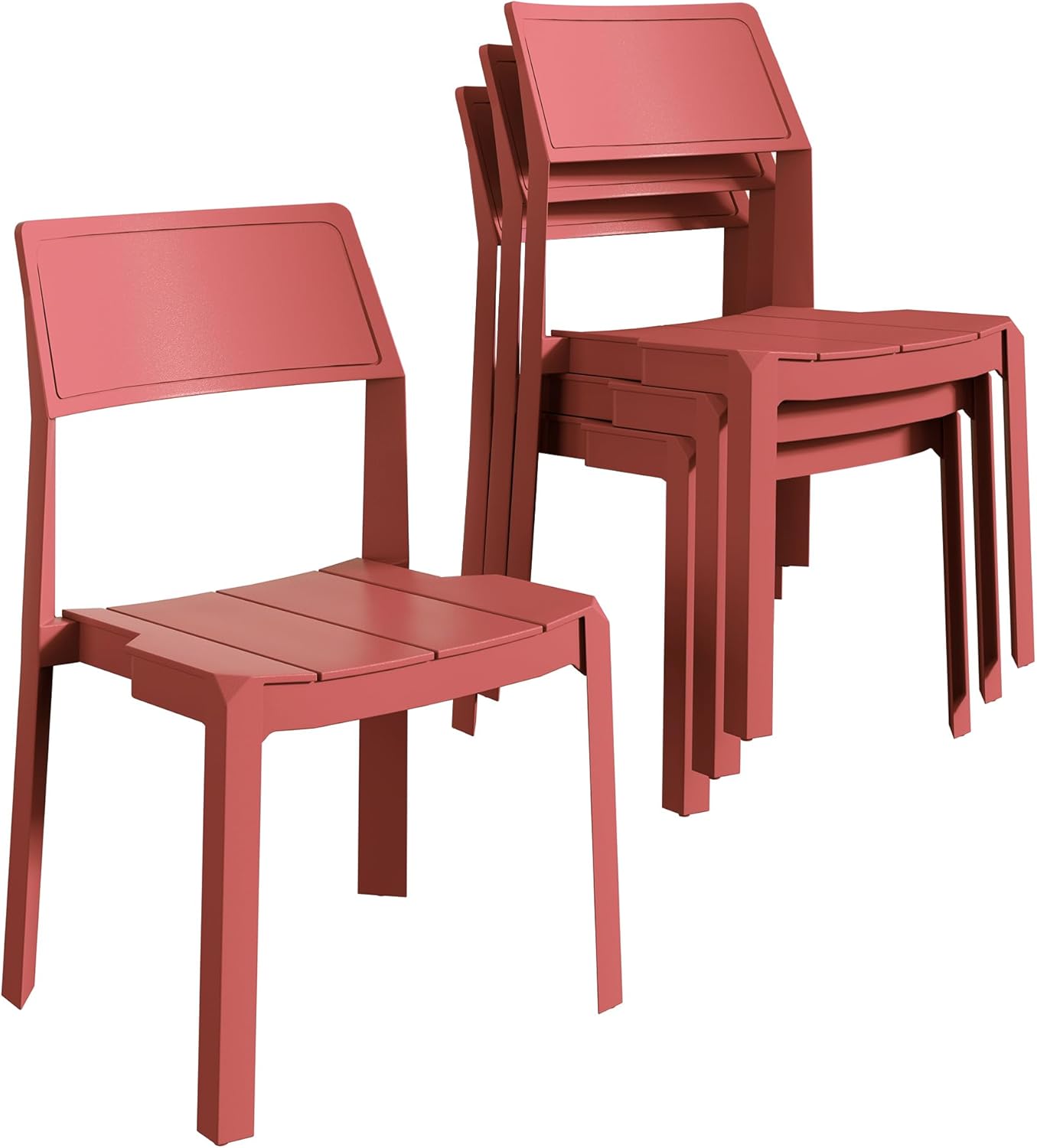 VECELO Dining Chairs Set of 4, Stackable Plastic Kitchen Chairs