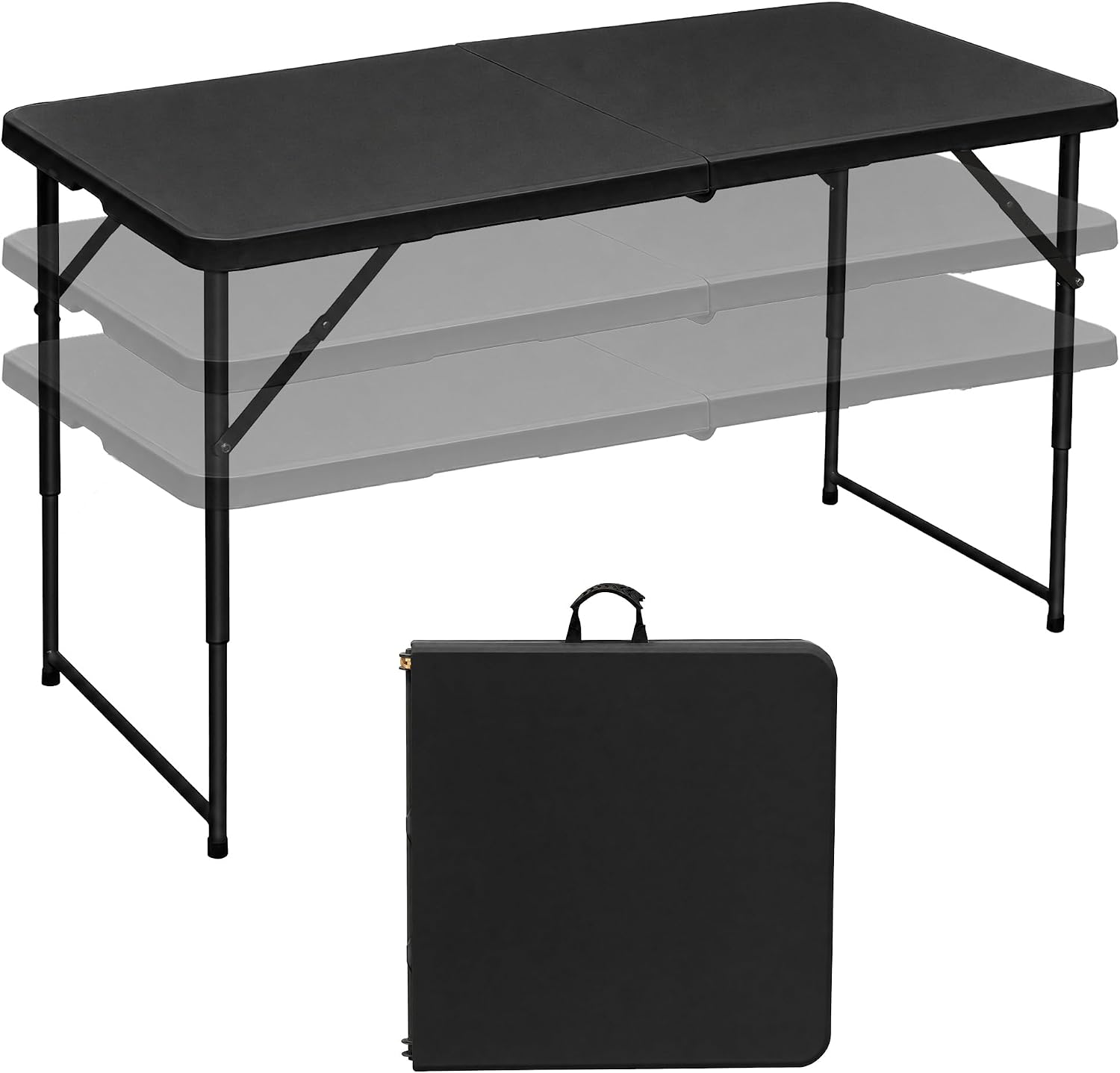 VECELO Folding Table 4 Ft, 3 Adjustable Height