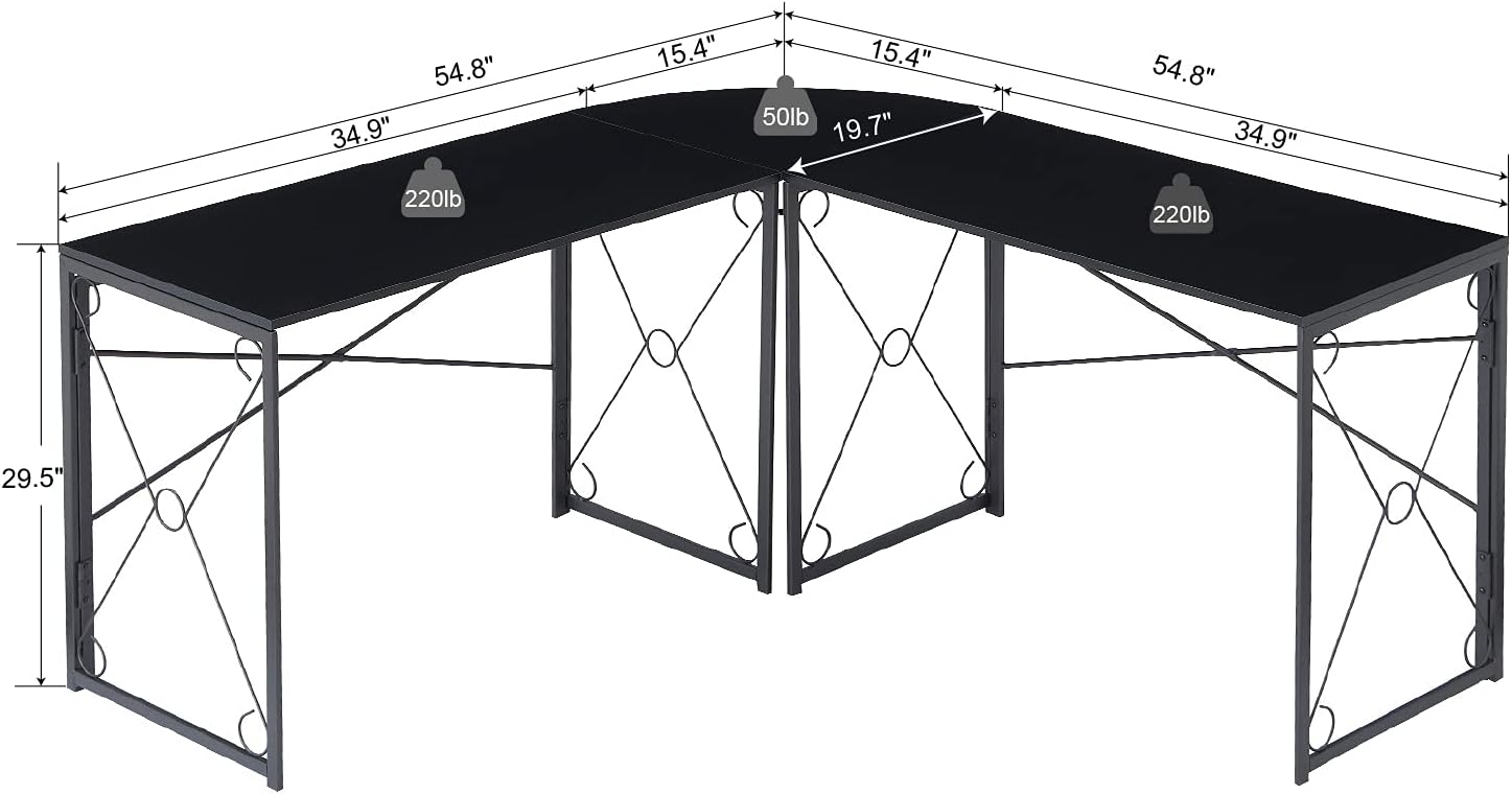 VECELO L Shaped Large Computer Corner Desk Industrial Home Office Workstation