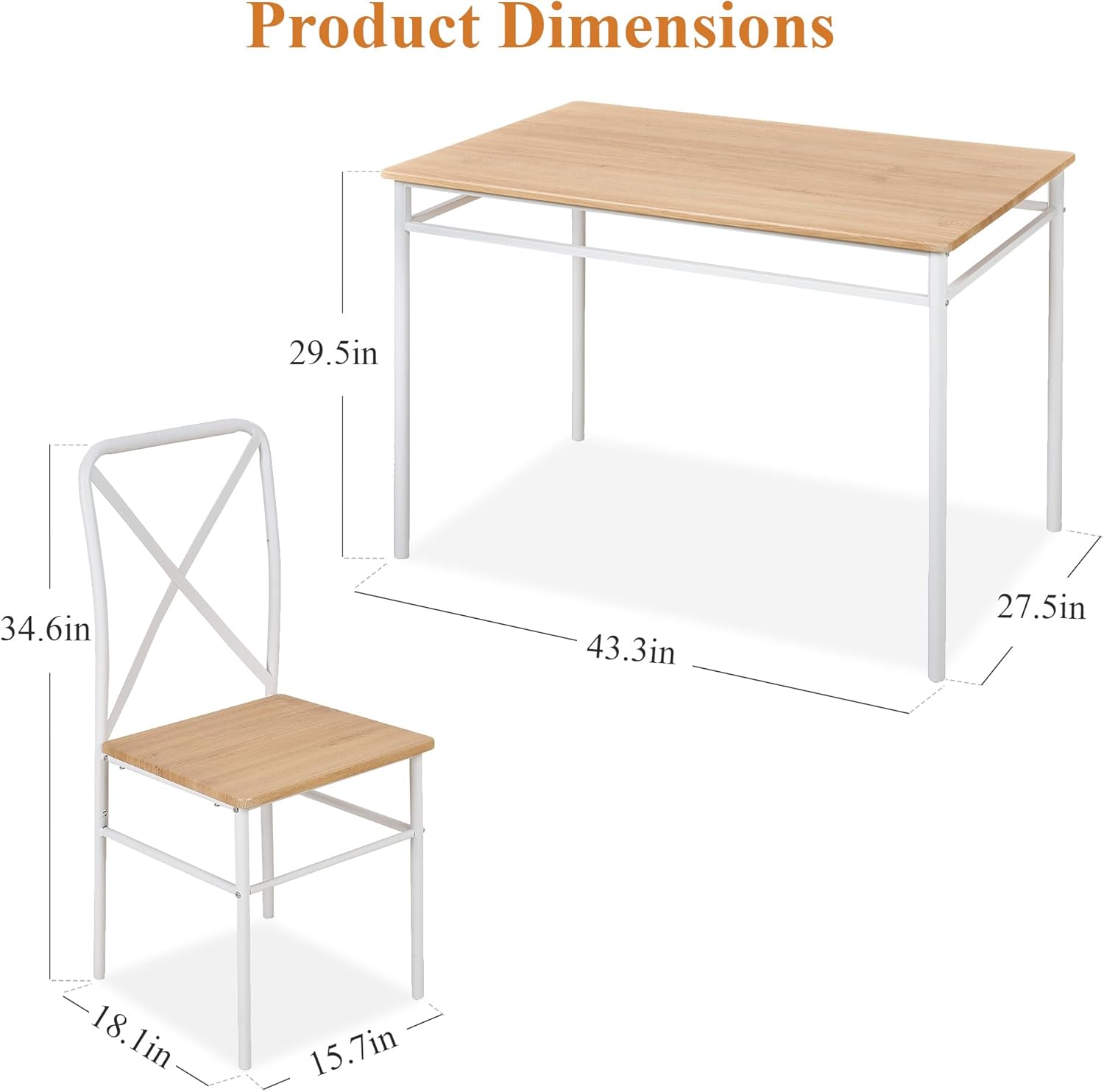 VECELO 5-Piece Kitchen Dining Table Set