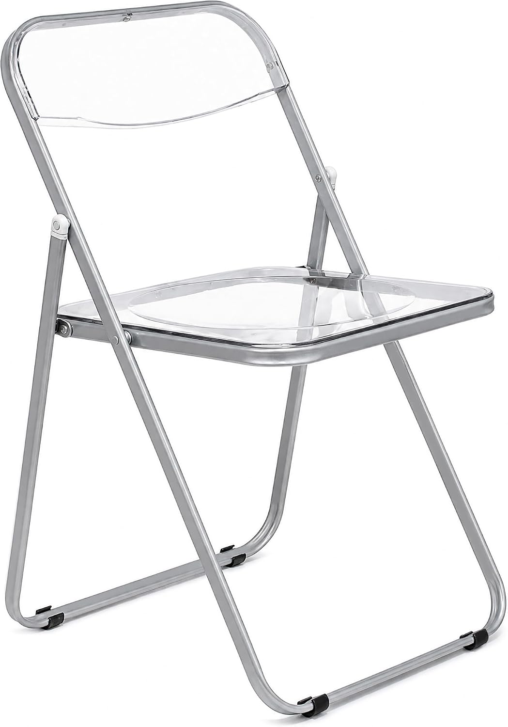 VECELO Transparent Acrylic Folding Chairs Set of 4 or 8  Clear Stackable Dining Chairs  Metal Frame