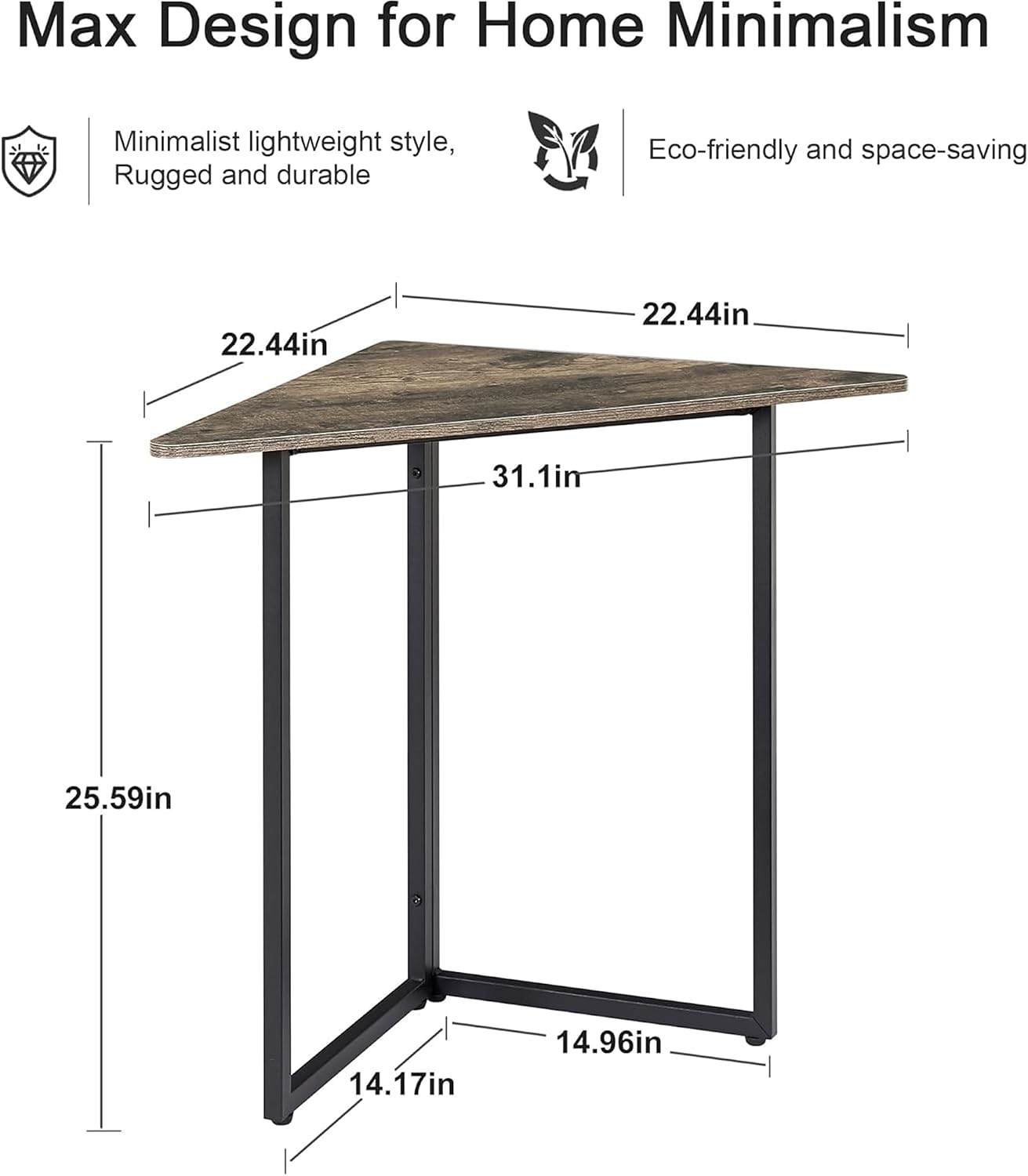 VECELO Corner Shelf, End Side Tables, Triangle Shelves with Metal Frame for Small Space