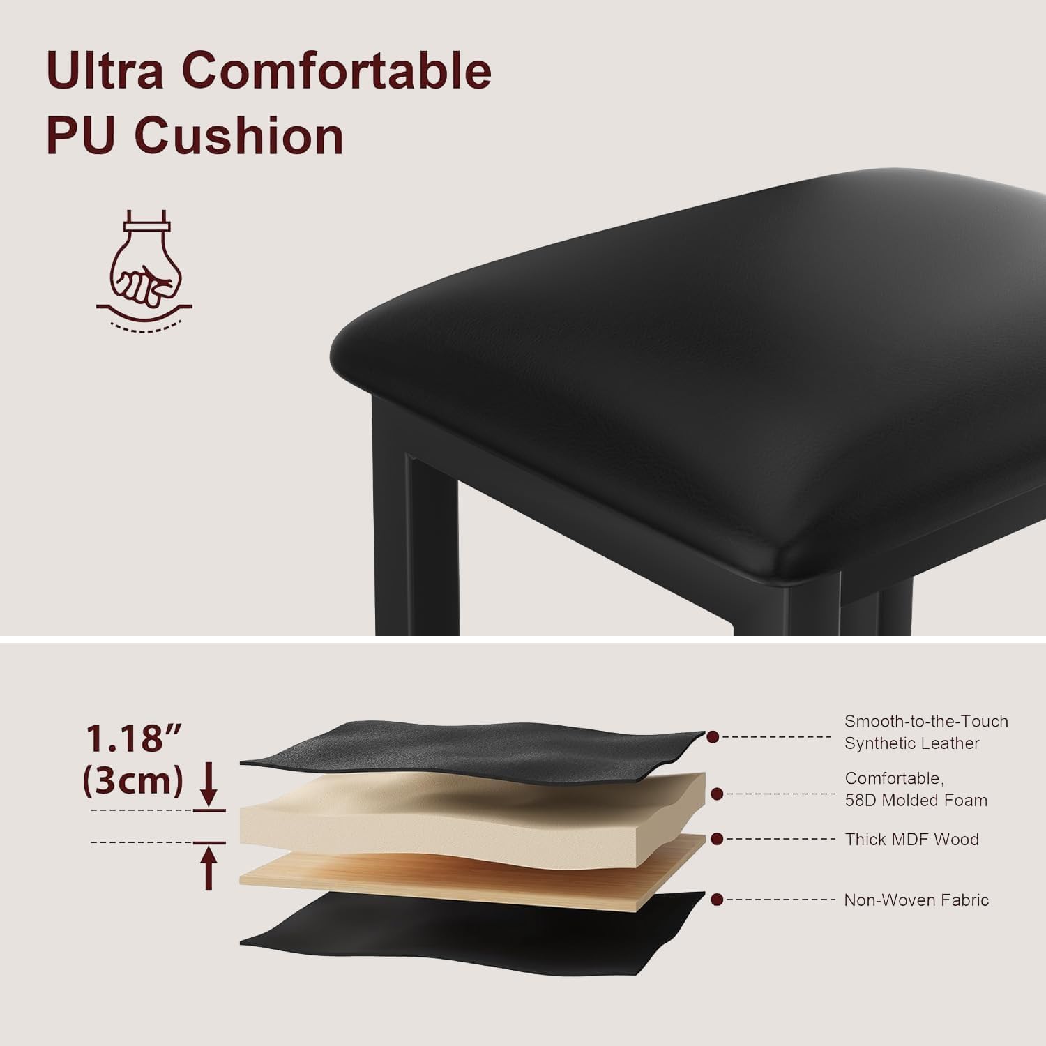 VECELO 7-Piece Dining Table Set with 6 Square Stools