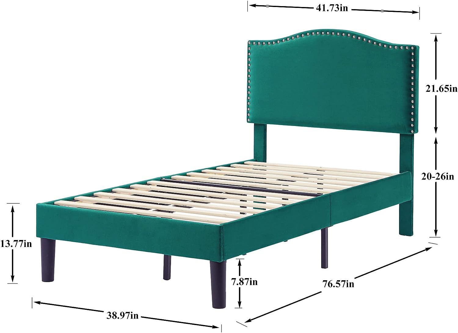 VECELO Bed Frame Platform with Upholstered Headboard & Wooden Slats Support - VECELO