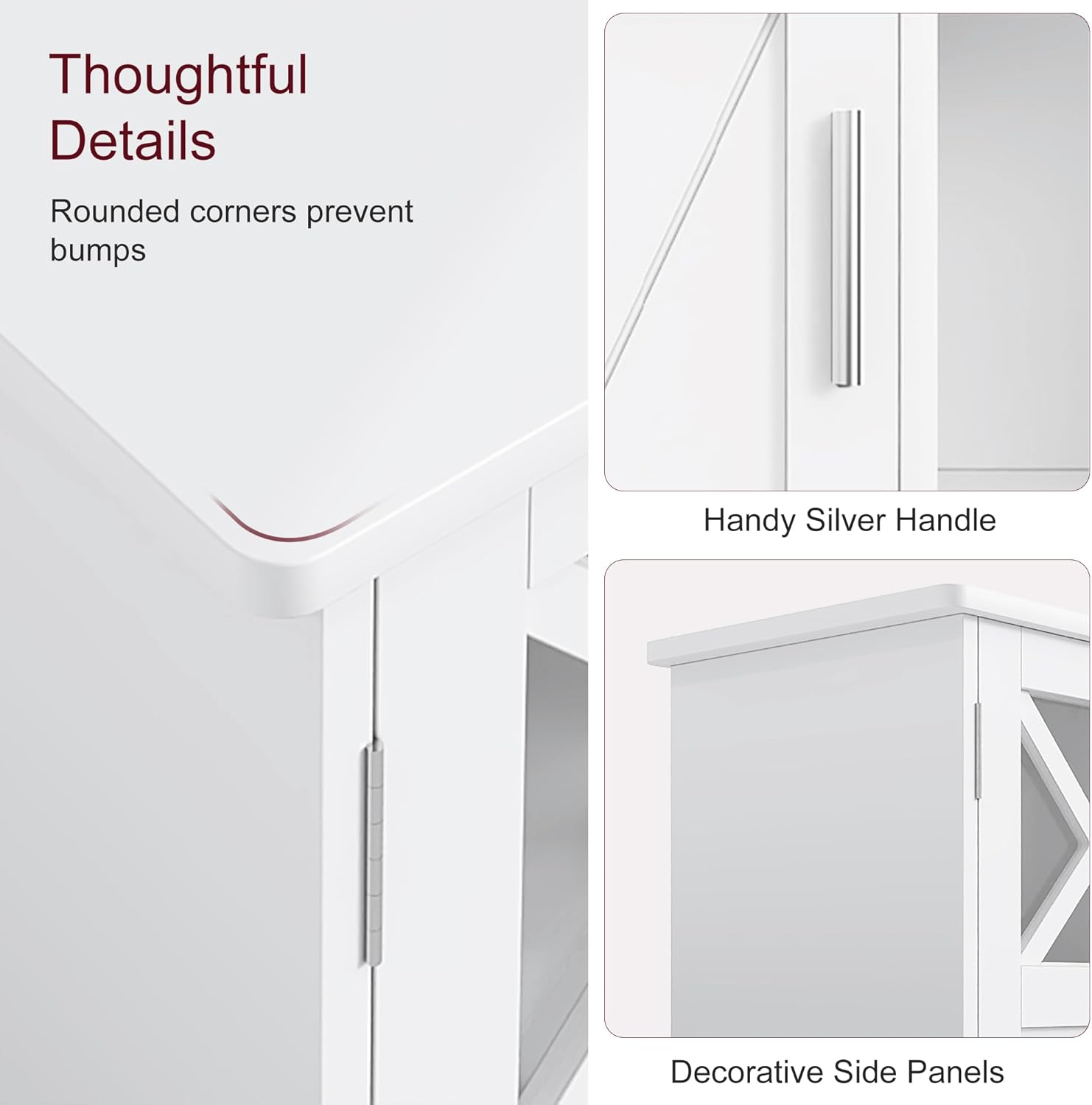 VECELO Bathroom Floor Storage Cabinet with 2 Adjustable Shelves