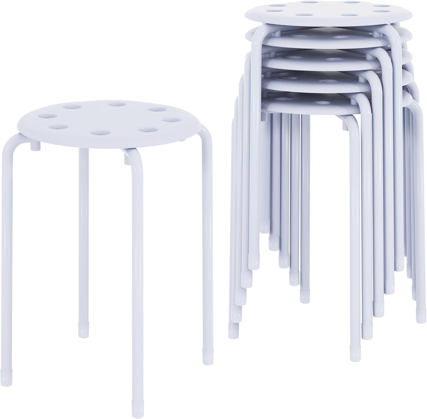 VECELO 6-Piece Stacking Stools, 17.7 Inch Standard Height - VECELO