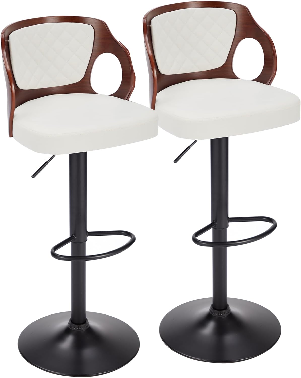 VECELO Bar Stool Set of 2, Counter Height Stools with Bentwood Back - VECELO