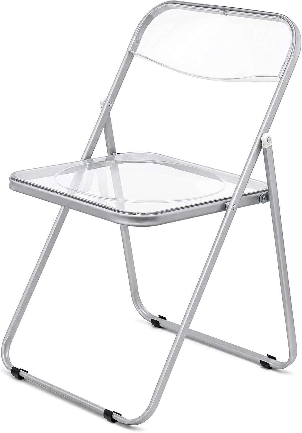 VECELO Transparent Acrylic Folding Chairs Set of 4 or 8  Clear Stackable Dining Chairs  Metal Frame