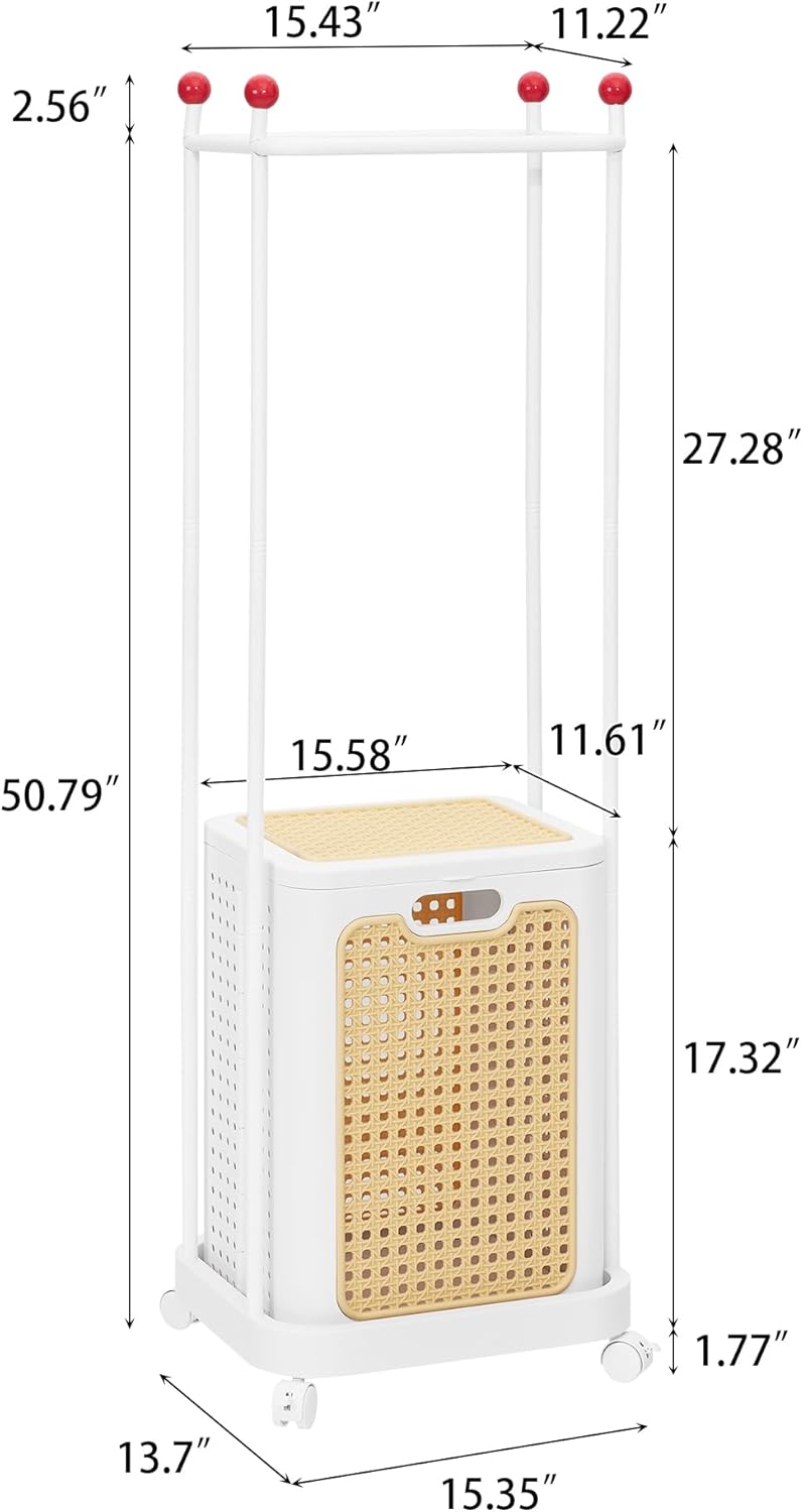 VECELO Laundry Hamper with Clothes Rack
