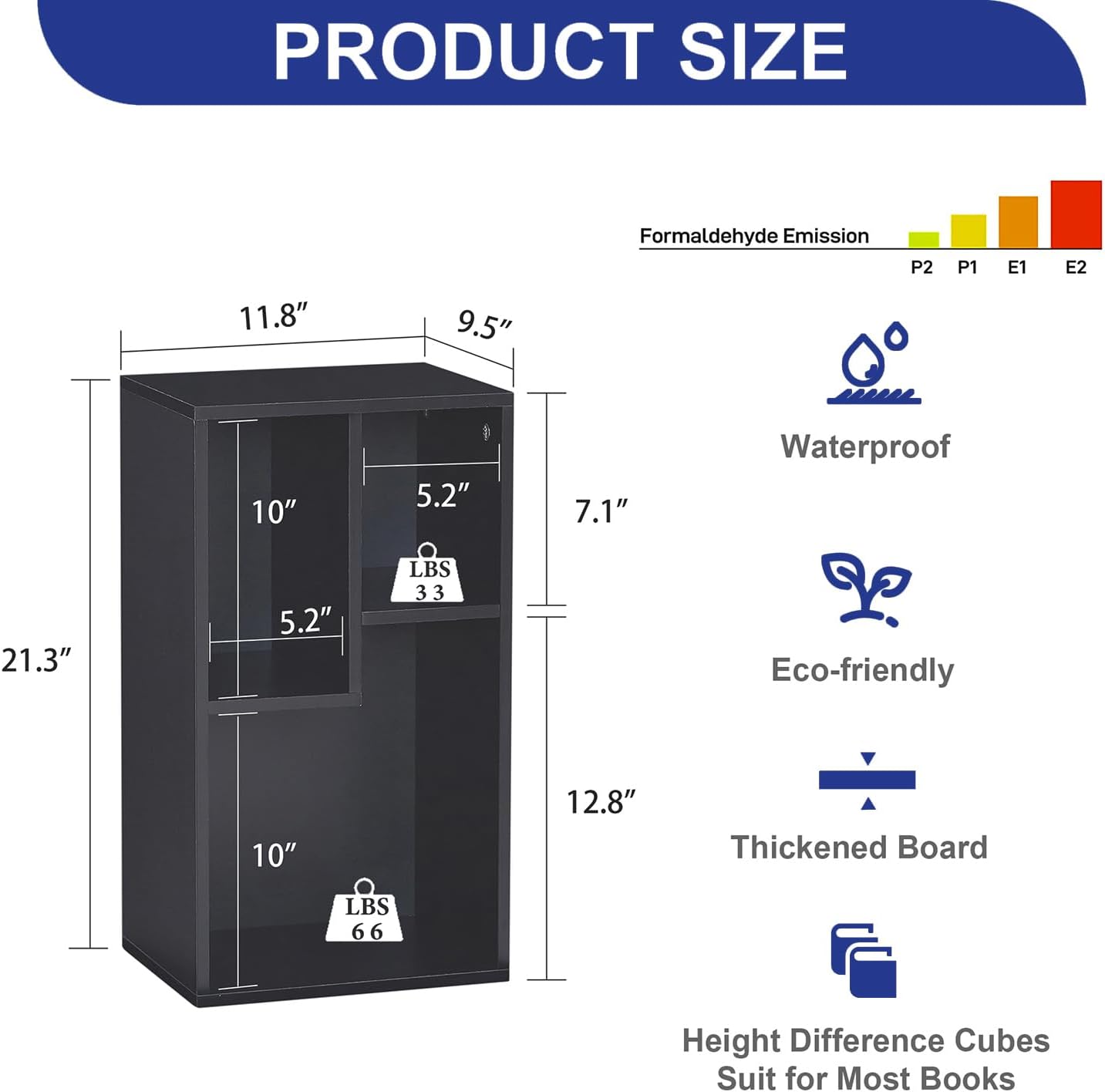 VECELO 3 Cube Small Bookcase, 2-Tier Modern Bookshelf