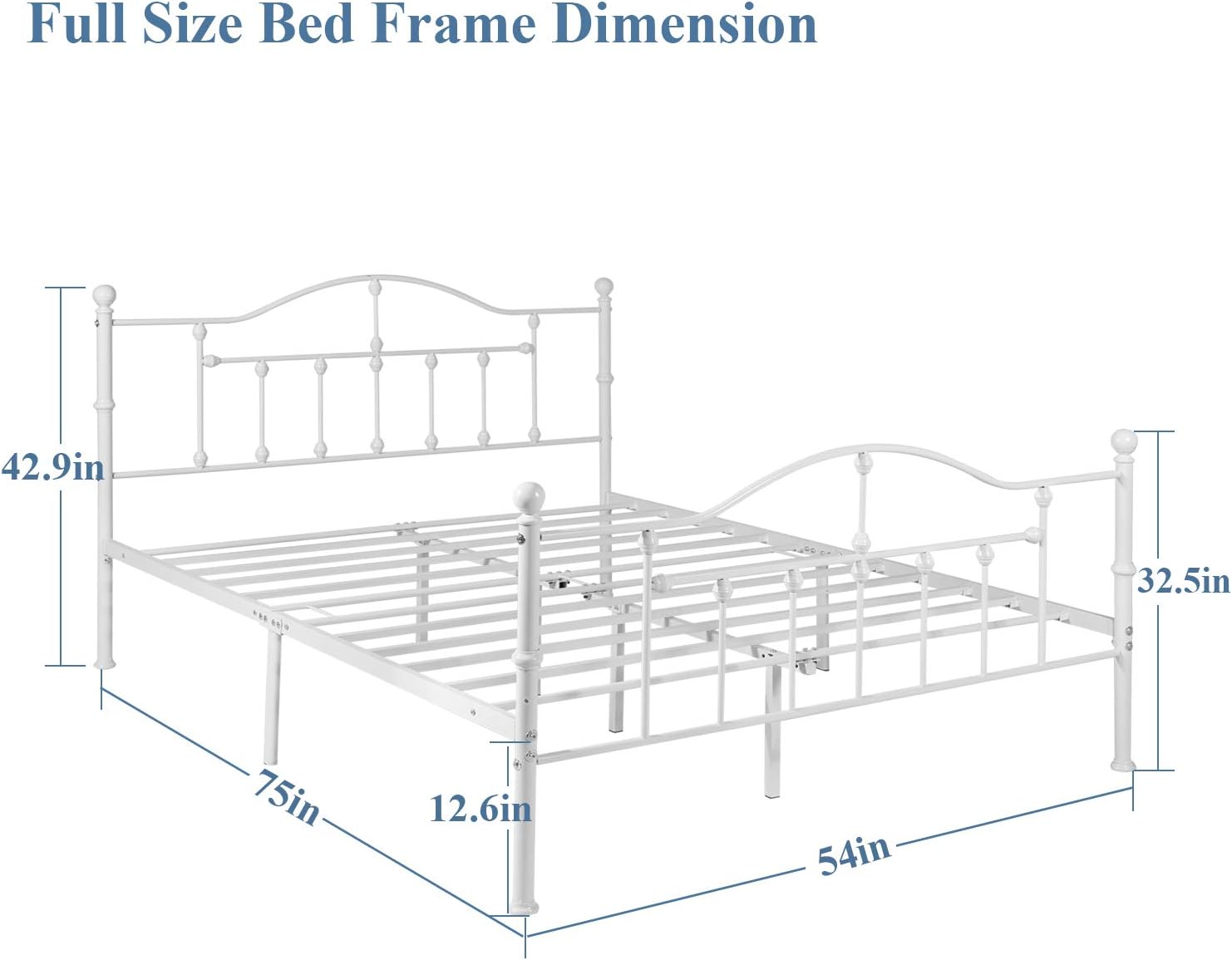 VECELO Classical Black Bed Frame Metal Platform Mattress Foundation with Headboard & Footboard - VECELO