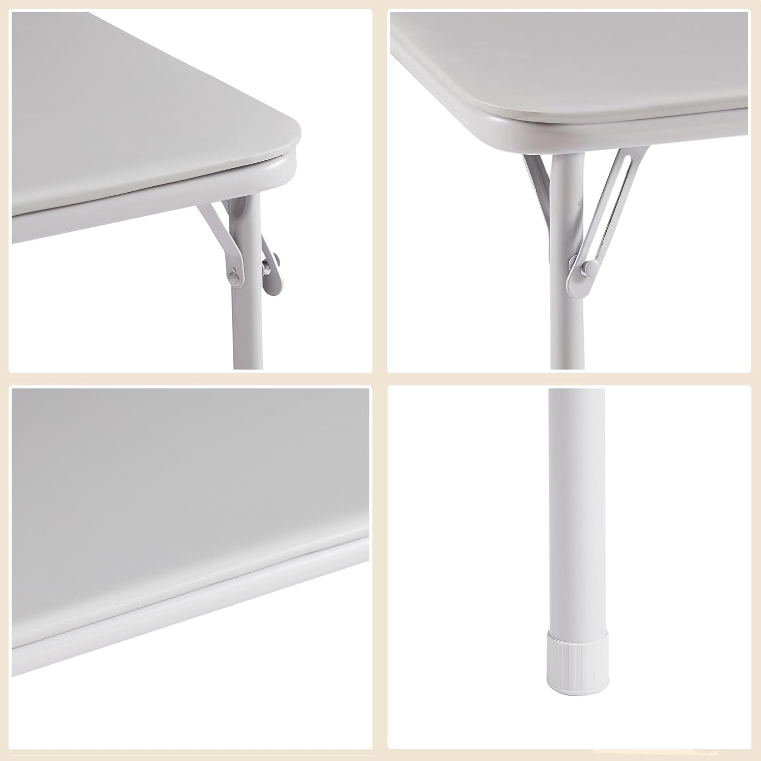 VECELO Portable Folding Card Table Square and Chair Sets with Collapsible Legs & Vinyl Upholstery (5 PCS) - VECELO