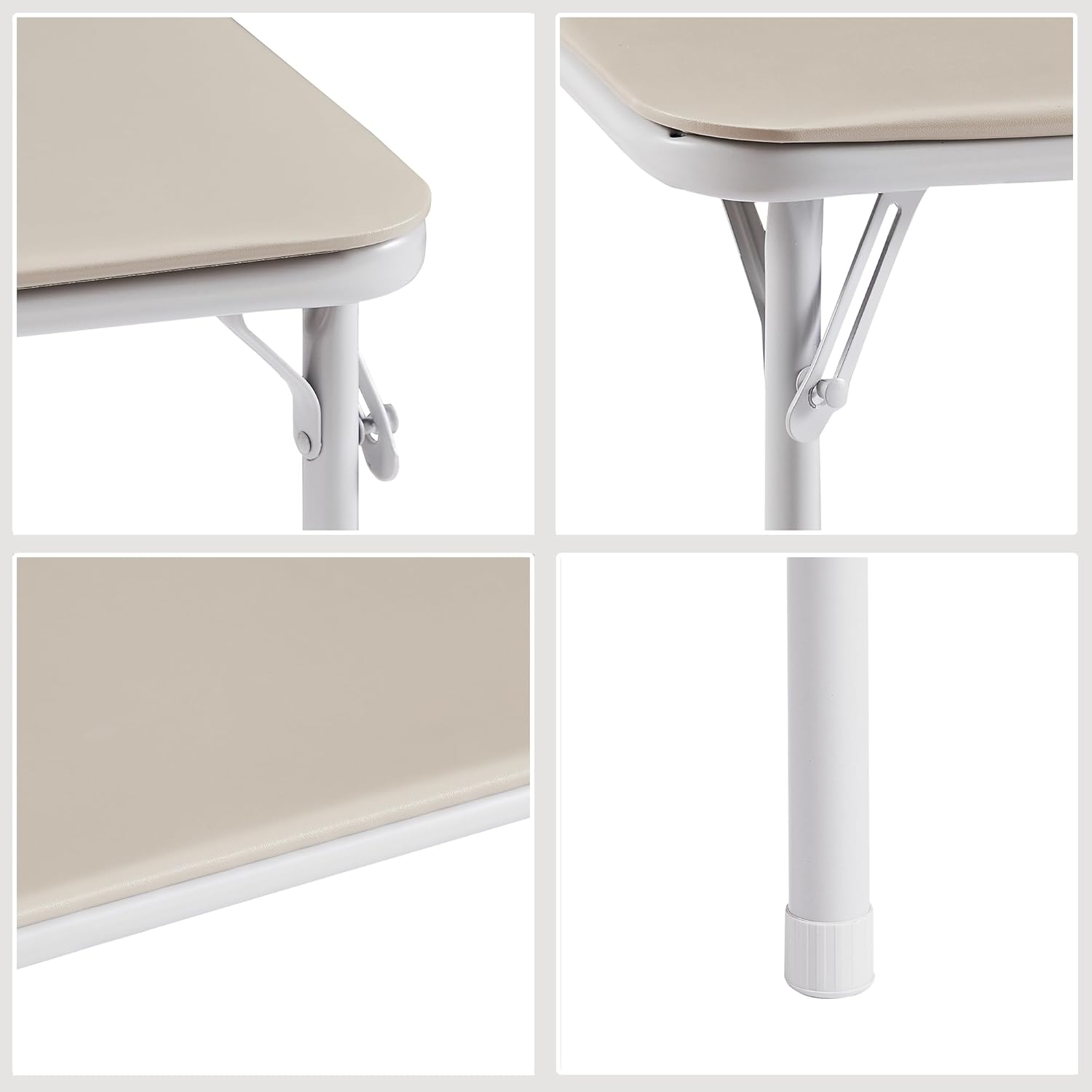 VECELO Portable Folding Card Table Square and Chair Sets with Collapsible Legs & Vinyl Upholstery (5 PCS) - VECELO