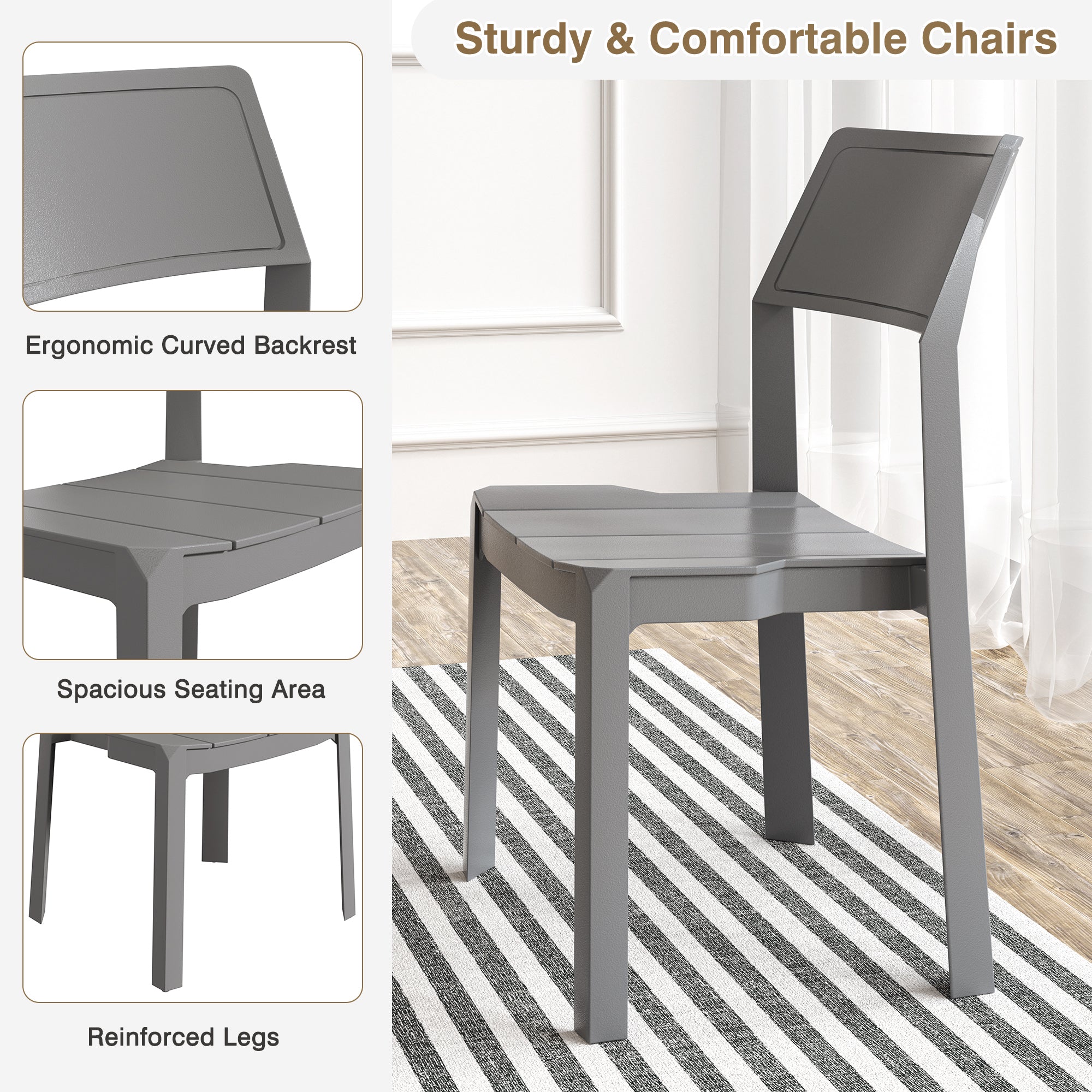 VECELO Dining Chairs Set of 4, Stackable Plastic Kitchen Chairs