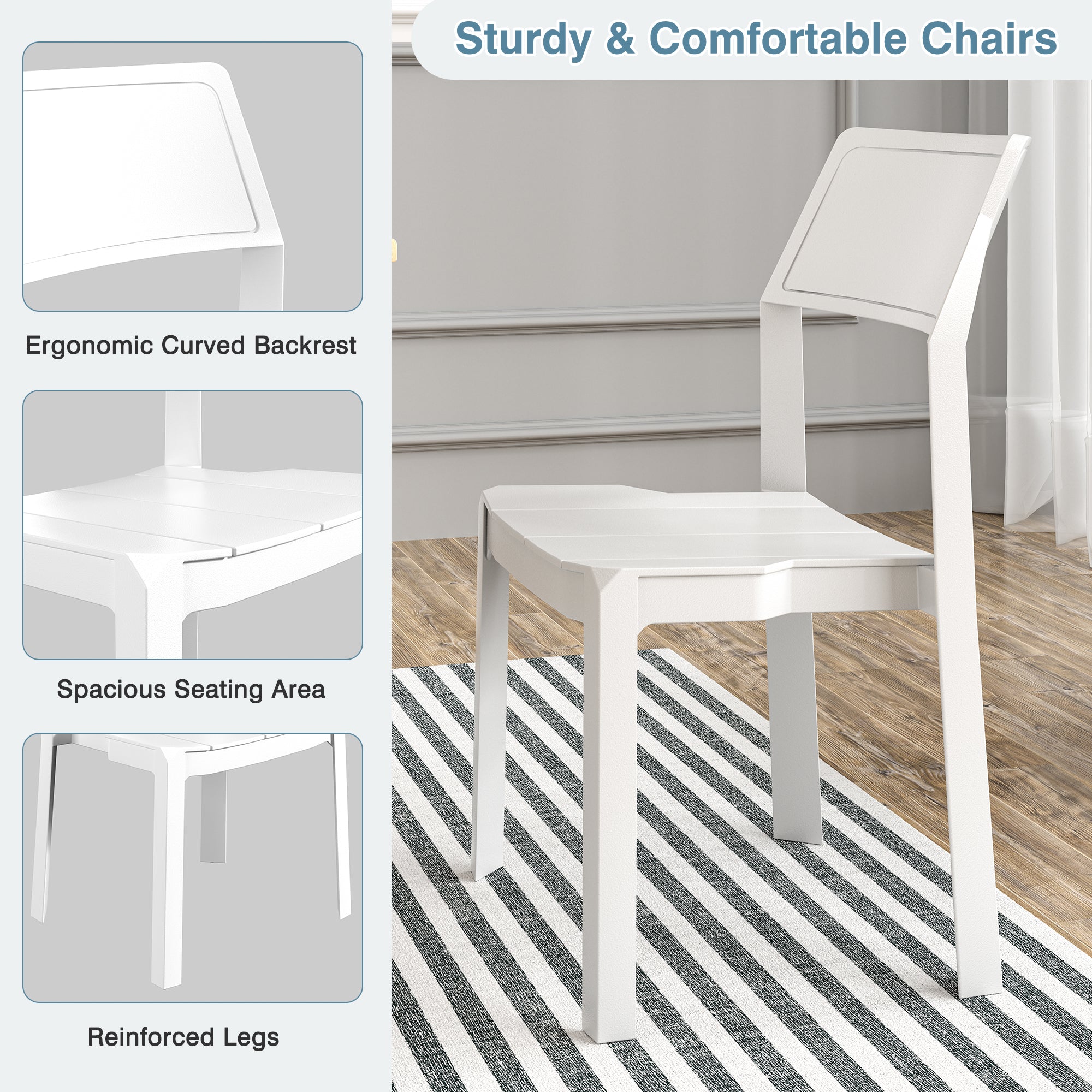 VECELO Dining Chairs Set of 4, Stackable Plastic Kitchen Chairs