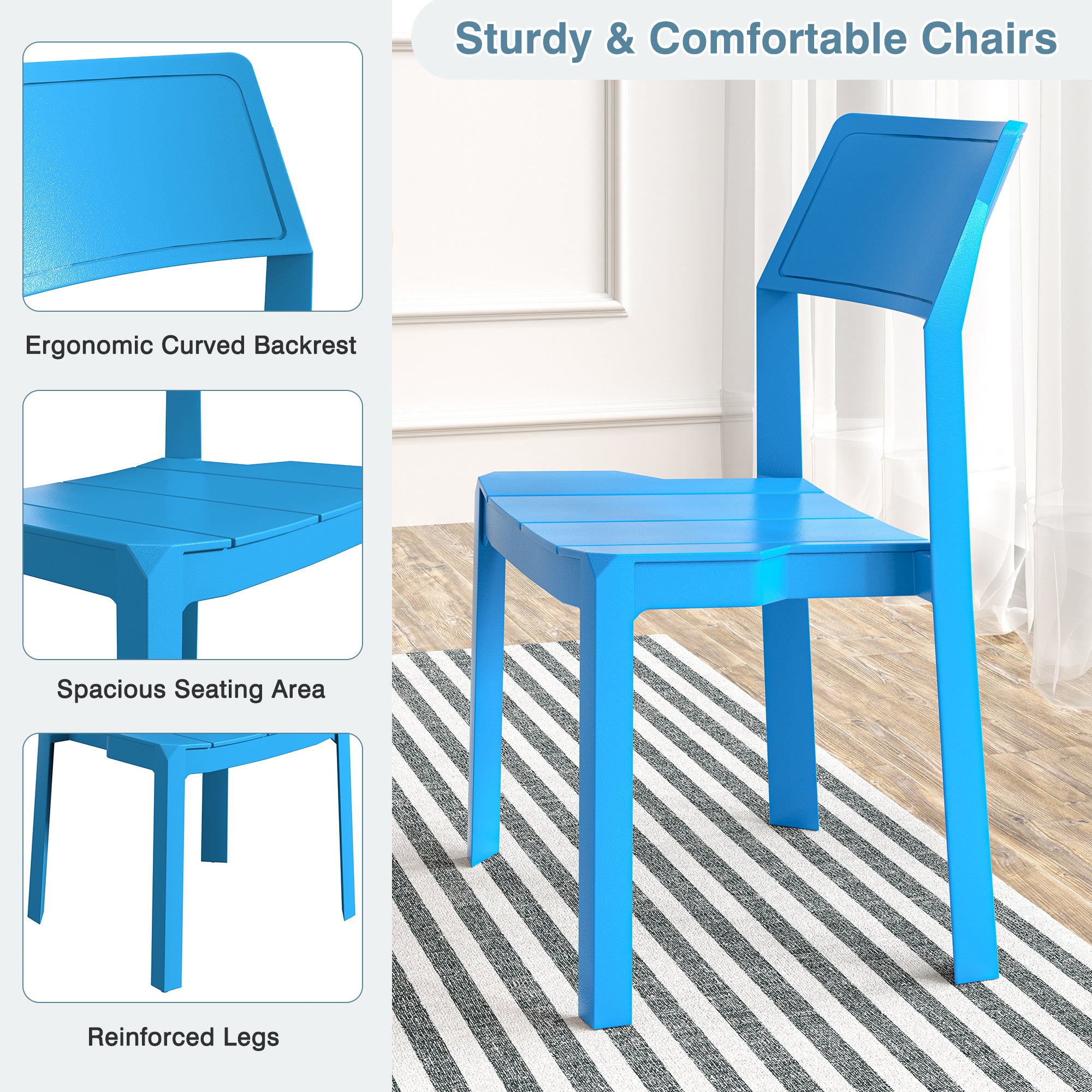 VECELO Dining Chairs Set of 4, Stackable Plastic Kitchen Chairs