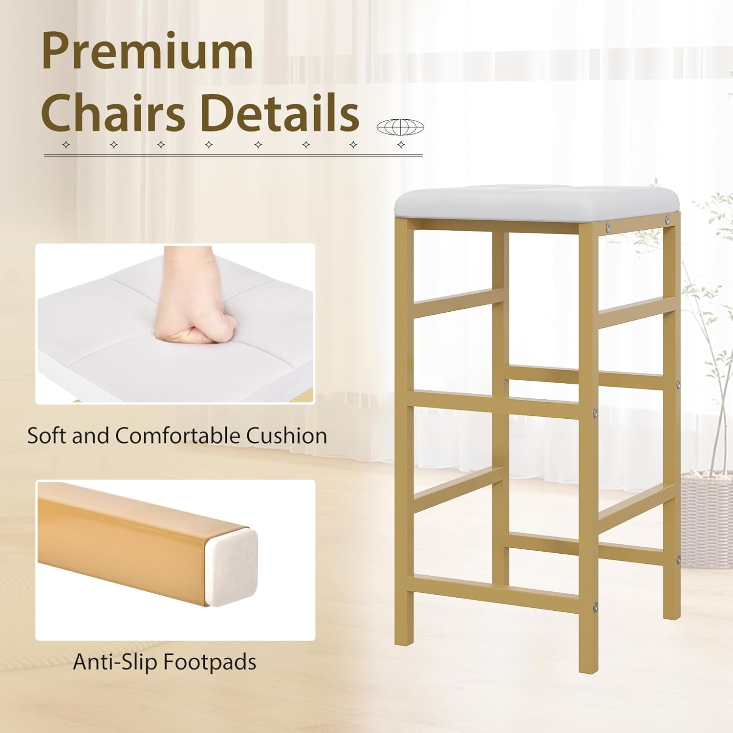 VECELO Bar Table and Chairs Set for 2 - VECELO