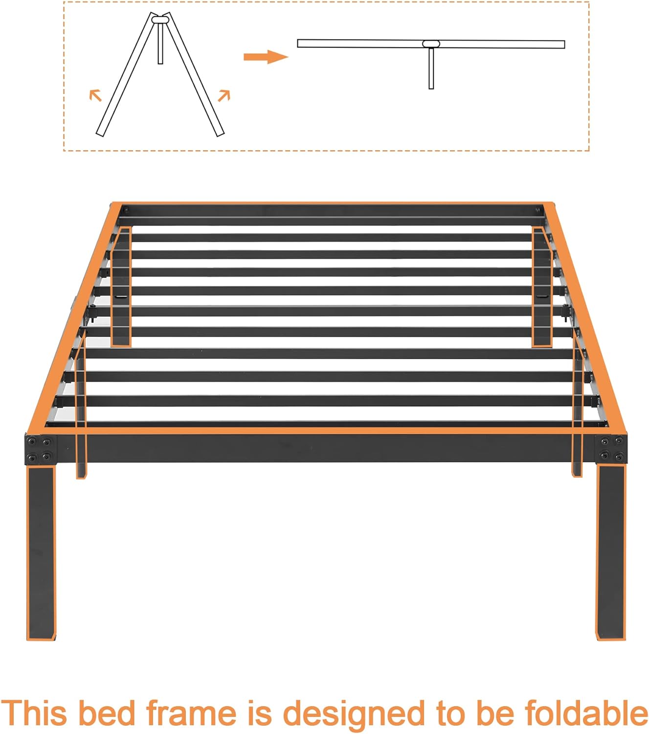 VECELO Metal Platform Bed Frame Heavy Duty Steel Slat, No Box Spring Needed