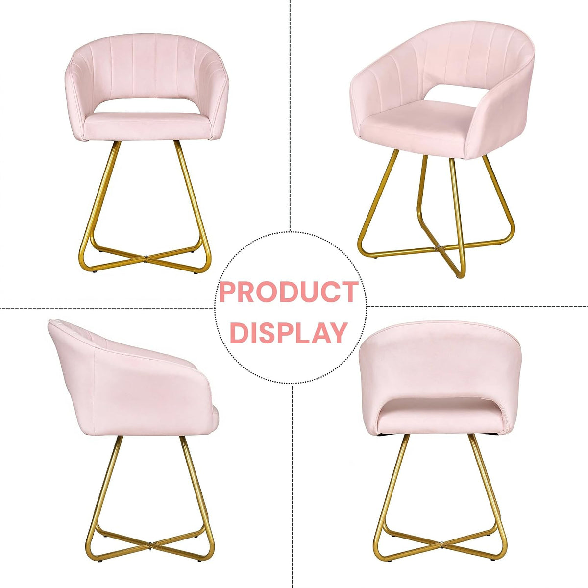 VECELO Large Wide Velvet Accent Chair  Luxury Vanity Chair with Gold Legs