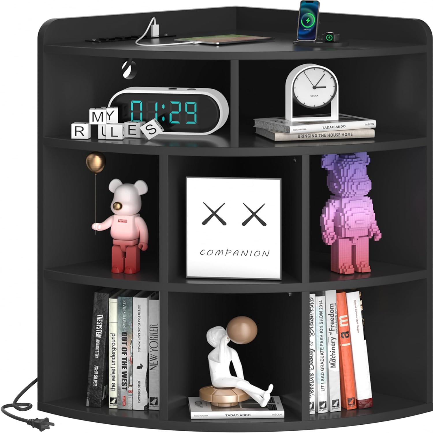 VECELO 3-Tier Corner Cabinet with 8 Cubbies, Wooden Cube Storage Organizer - VECELO