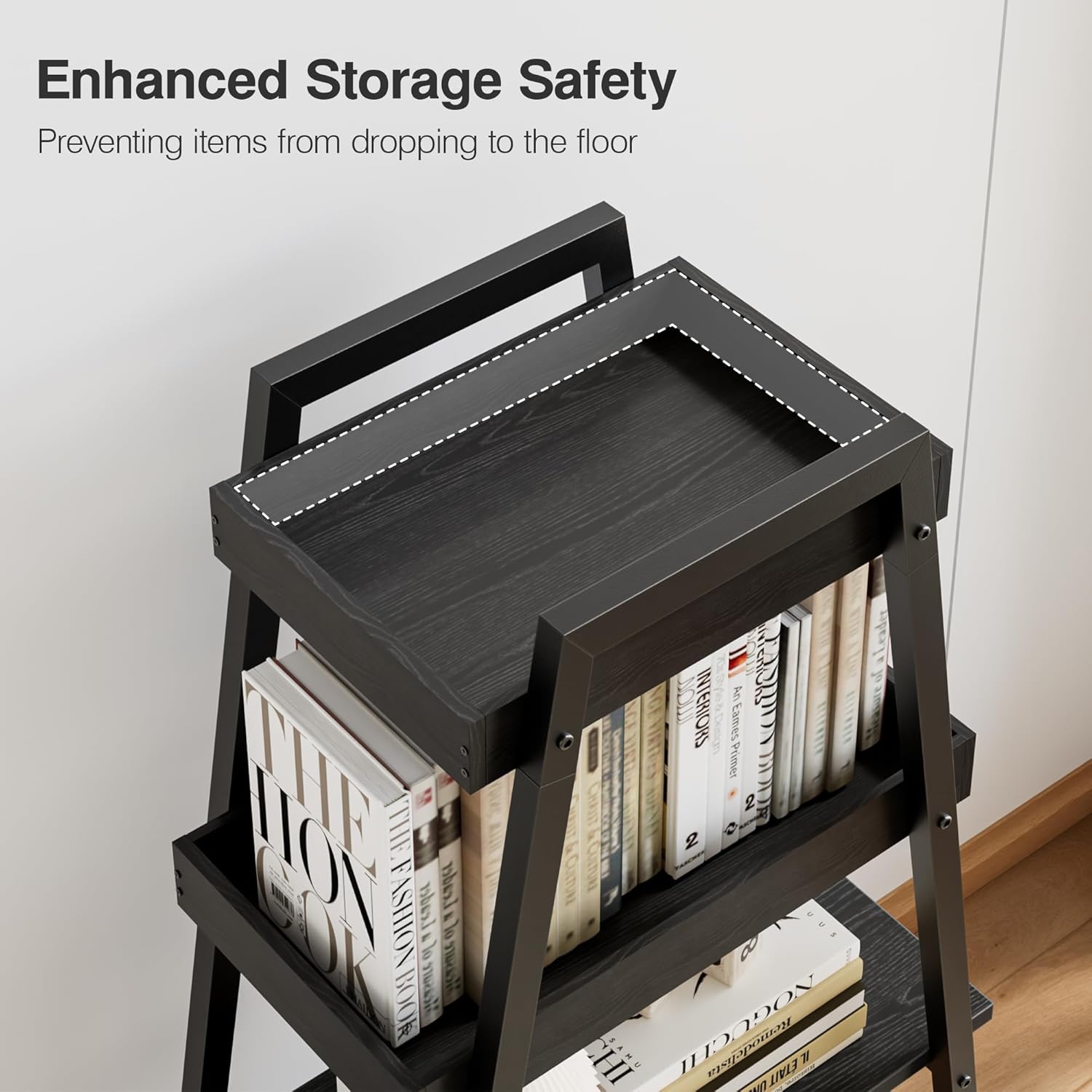 VECELO Ladder Shelf/Display Shelf 4 Tier Storage Bookcase Rack Wood & Steel - VECELO