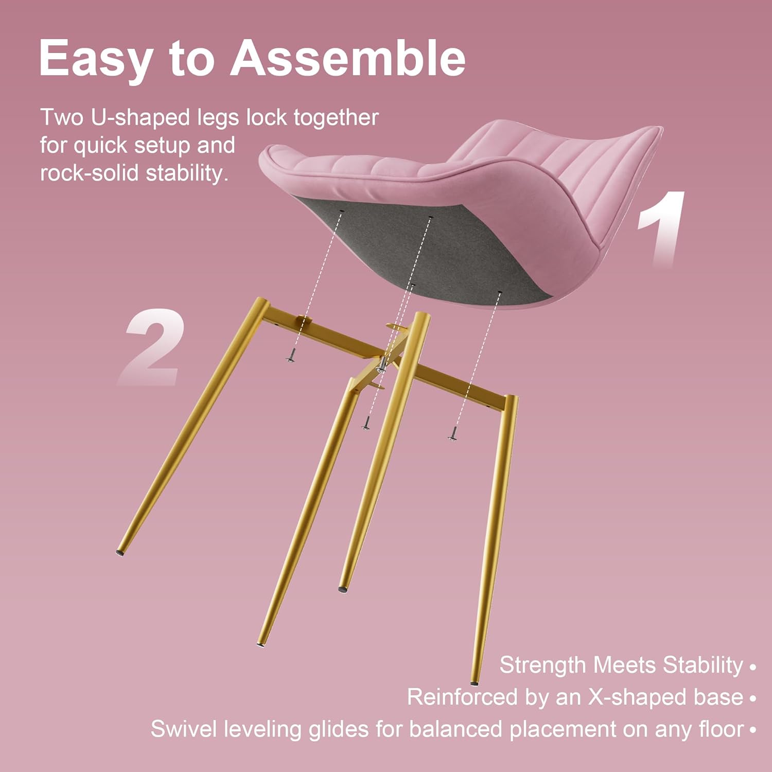 VECELO Dining Chairs, Velvet Fabric & Metal Frame