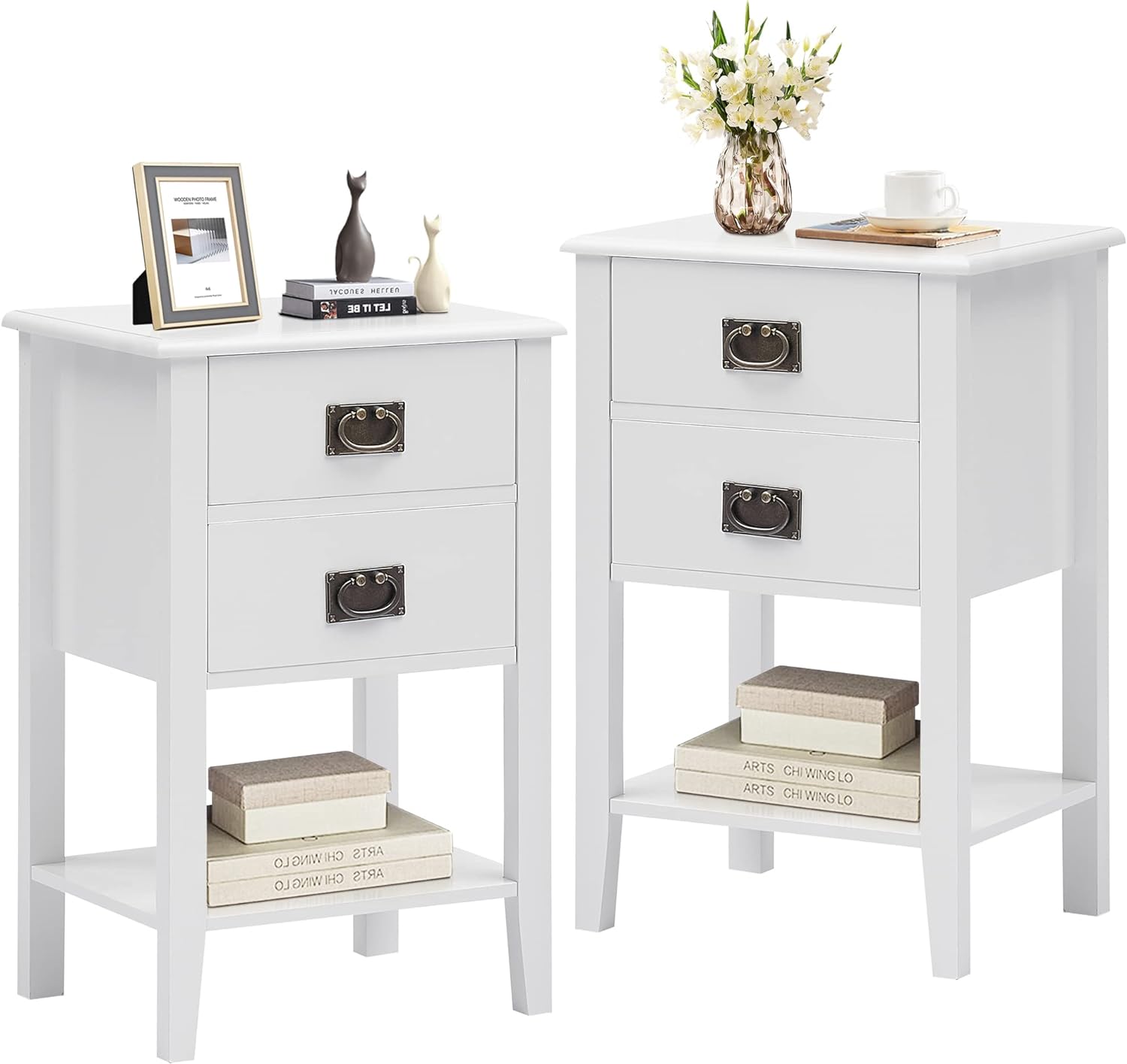 VECELO Modern Nightstands Set of 2, Side End Table with Drawers - VECELO